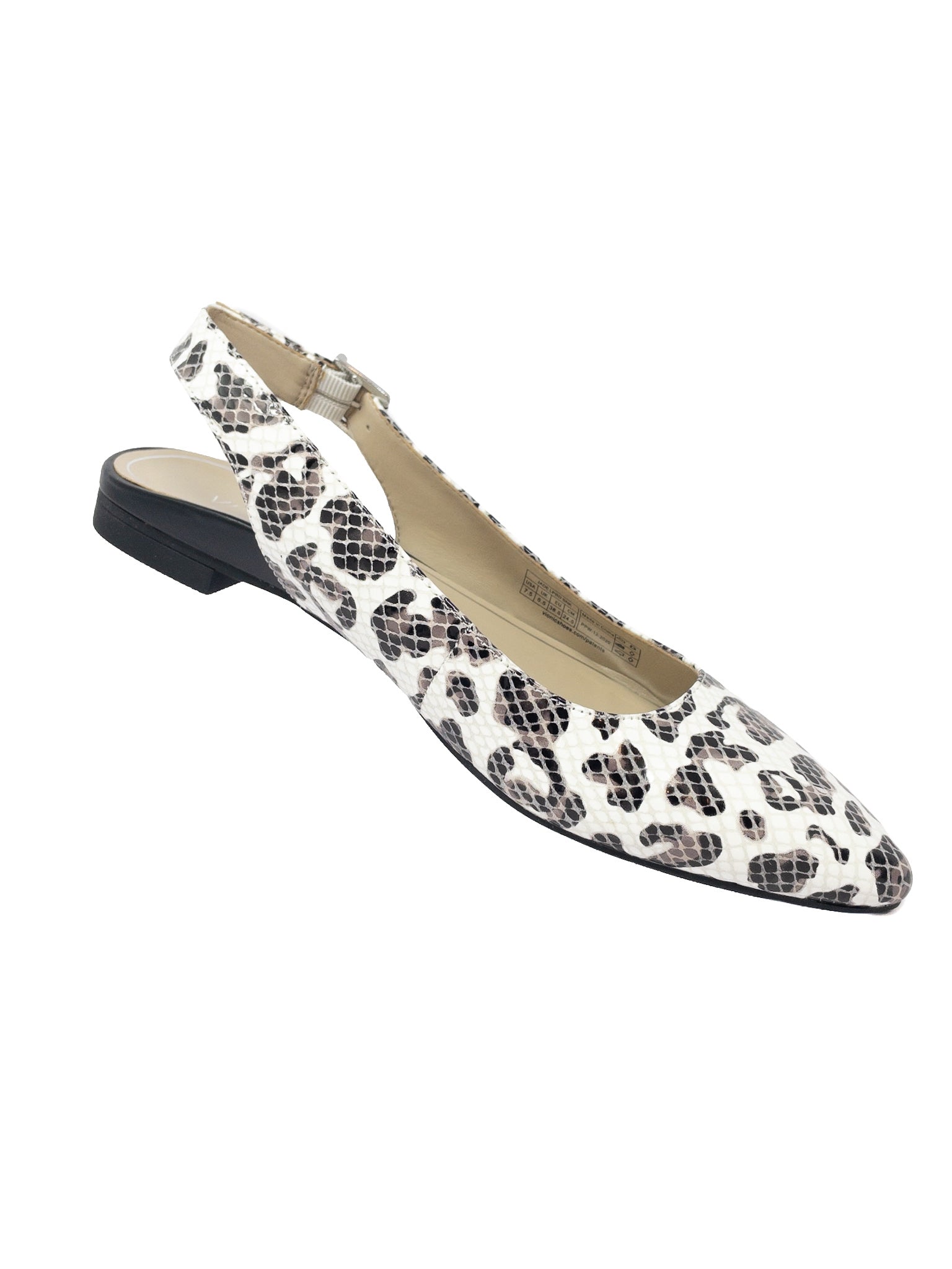 Vionic White Gray Snake Print Leather 7.5 Flats