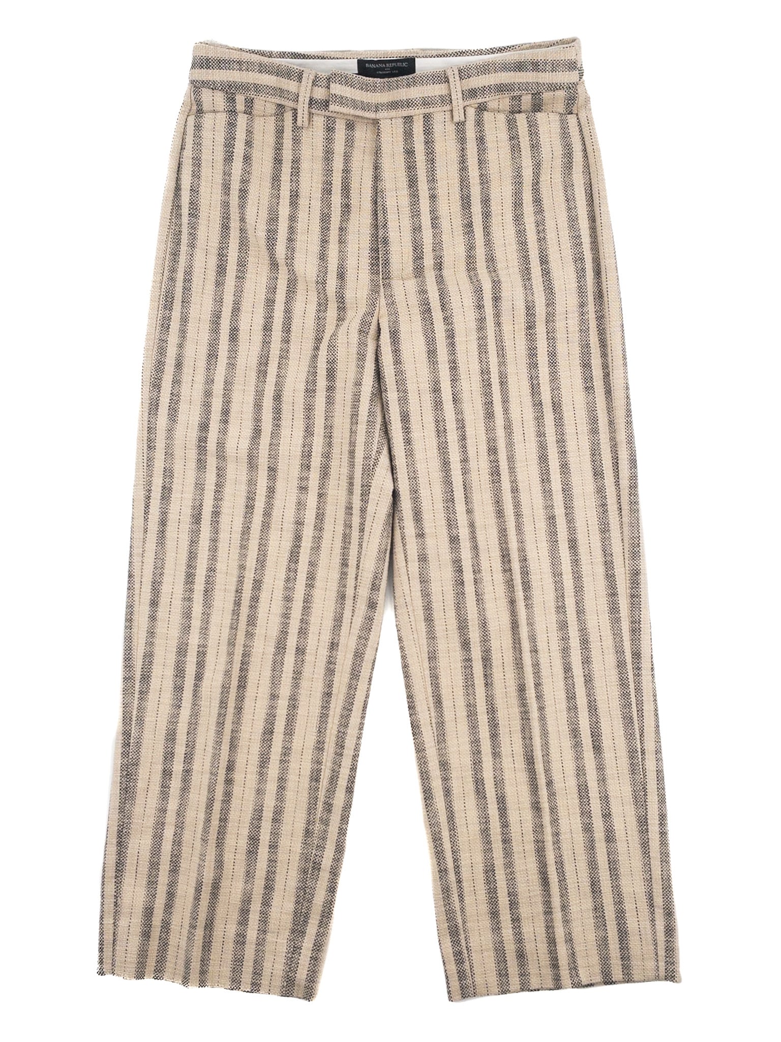 Banana Republic Tan Black Stripe Cotton Blend Trouser Size 8 Pants