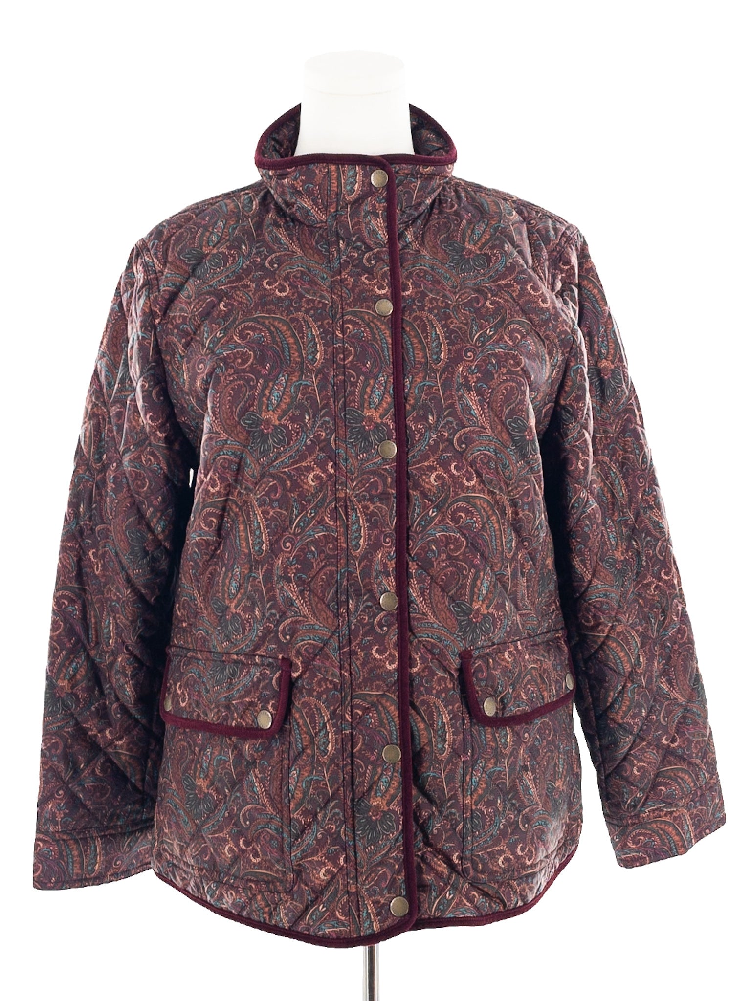 Talbots Maroon Multi Paisley Nylon Blend Size XLP Jacket
