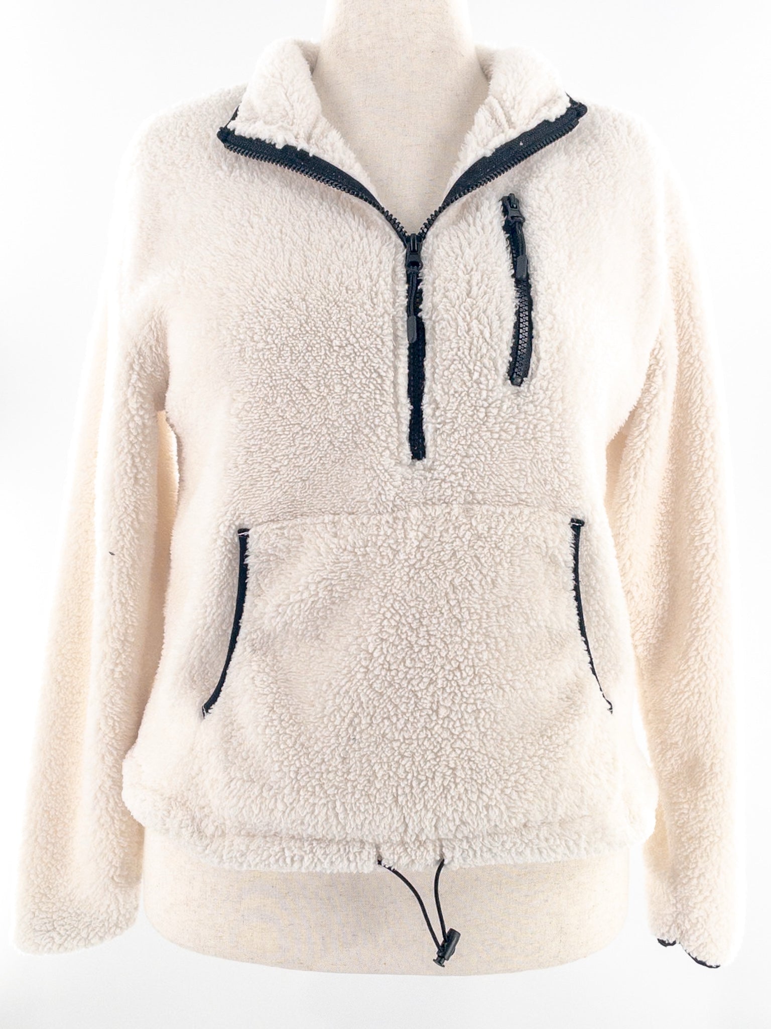 No Boundaries White Black Zip Plush Size M Jacket