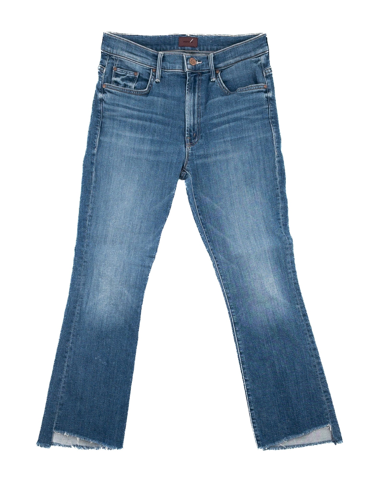 Mother Blue Distressed Cotton Blend Relaxed Size 2 Jeans