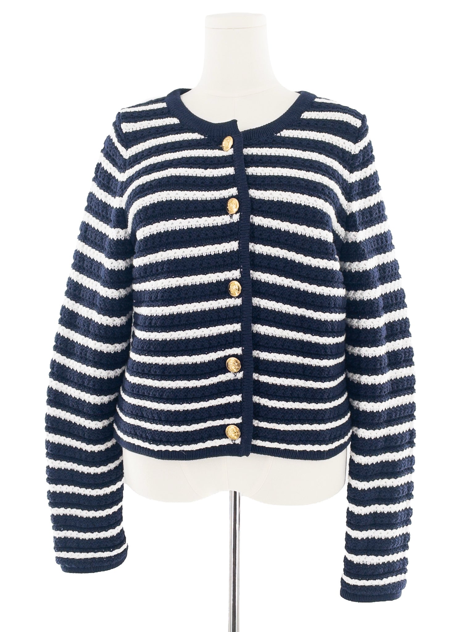 Gap Navy White Stripe Cotton Size L Cardigan