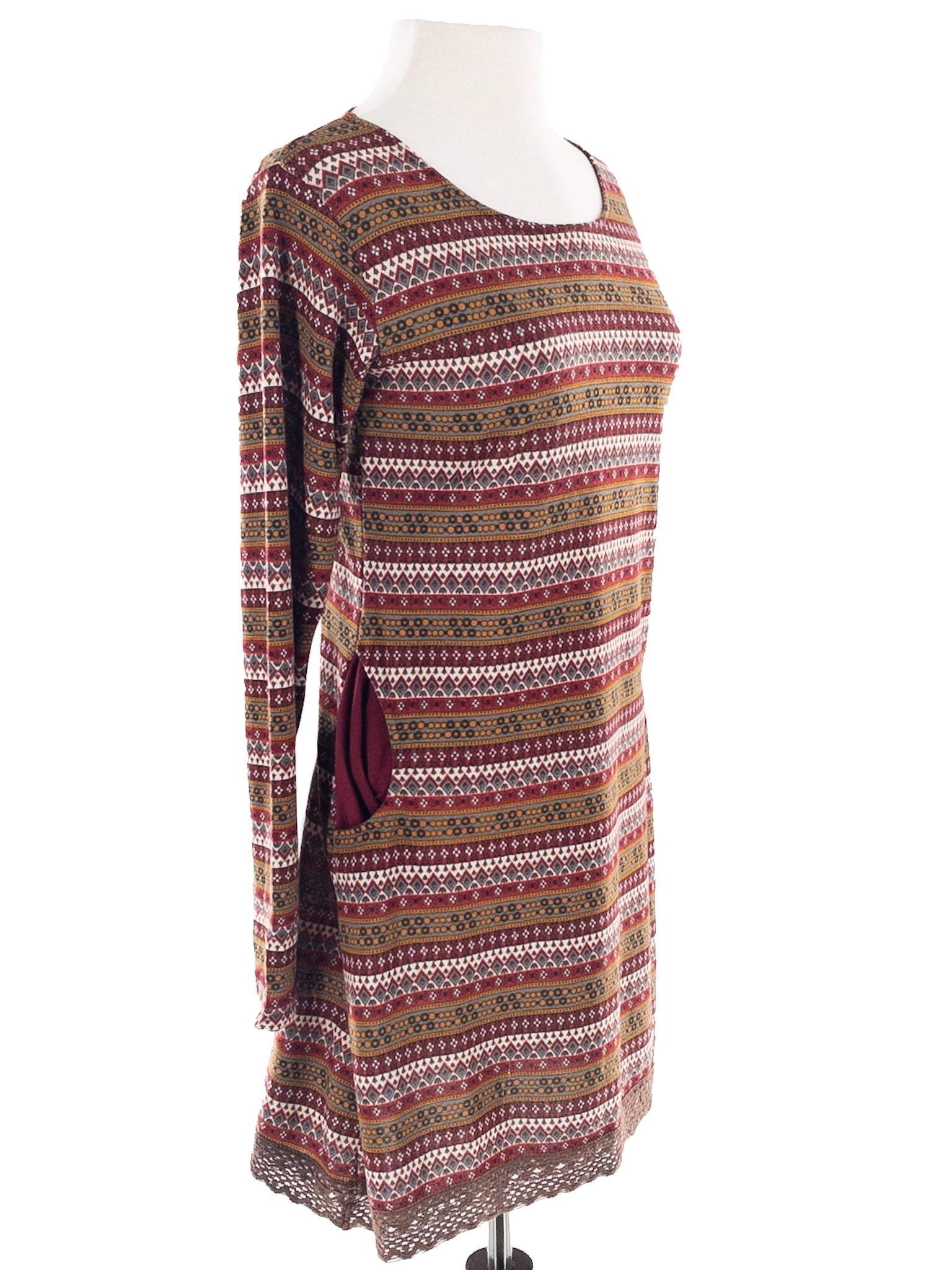 Yak n Yeti Multi-Color Print Polyester Blend Long Sleeve Size S Dress