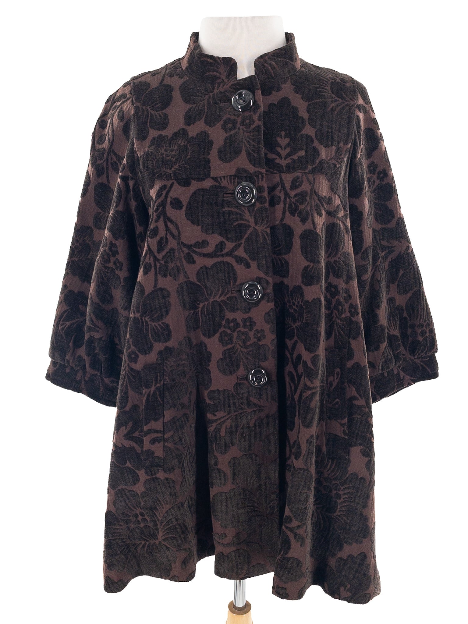 Elevenses Brown Brocade Polyester Blend Size M Coat