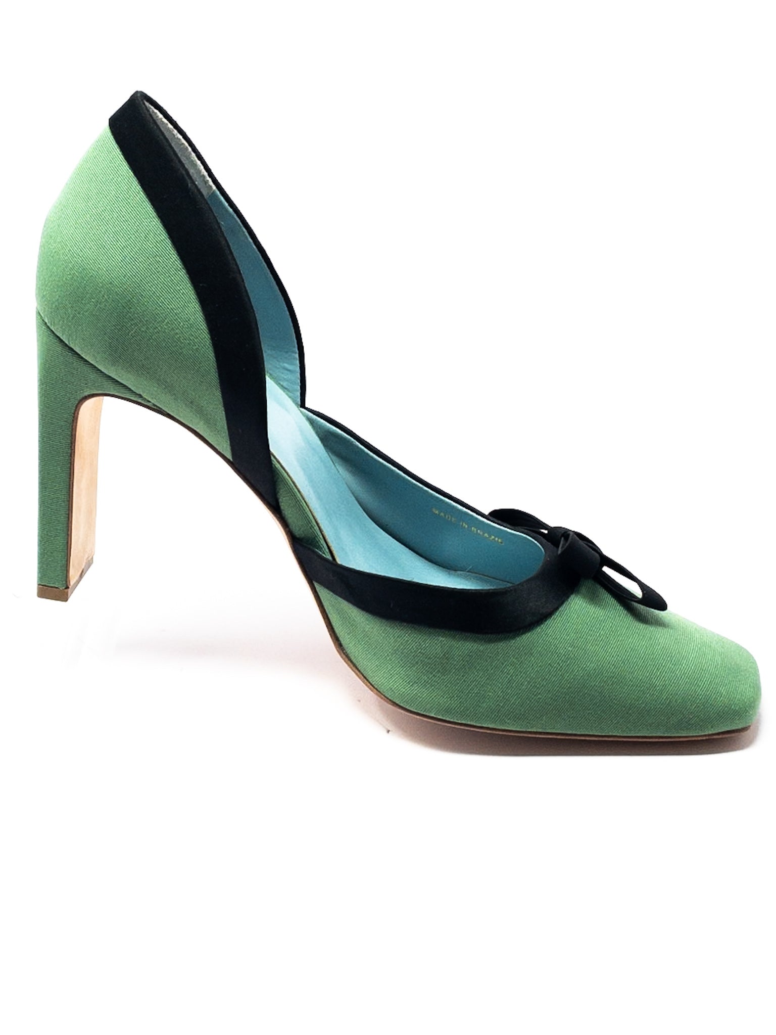 Frances Valentine Emerald Black Satin 8 Pumps