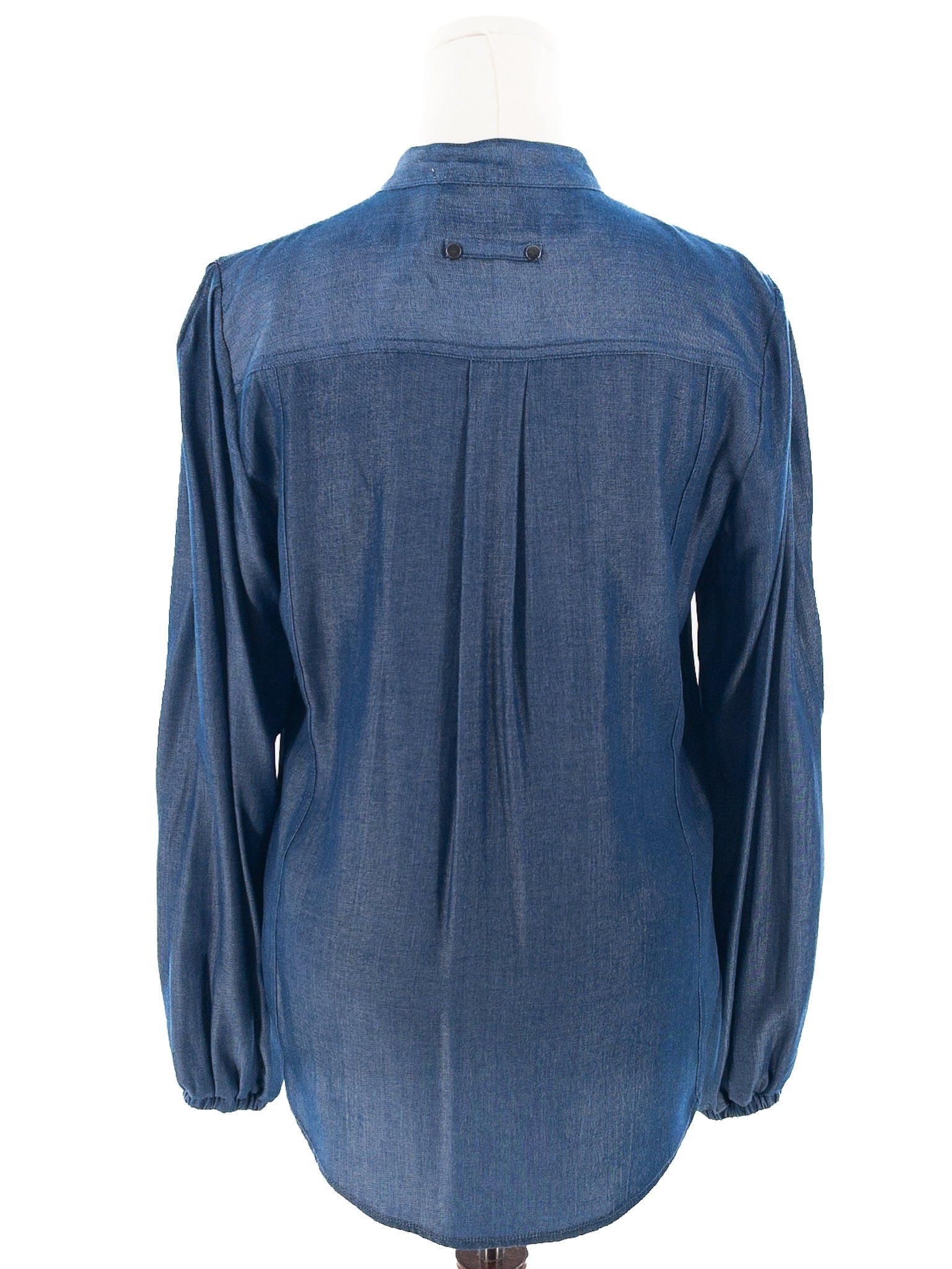 Carlisle Indigo Pin Tuck Polyester Blend Long Sleeve Size 10 Blouse