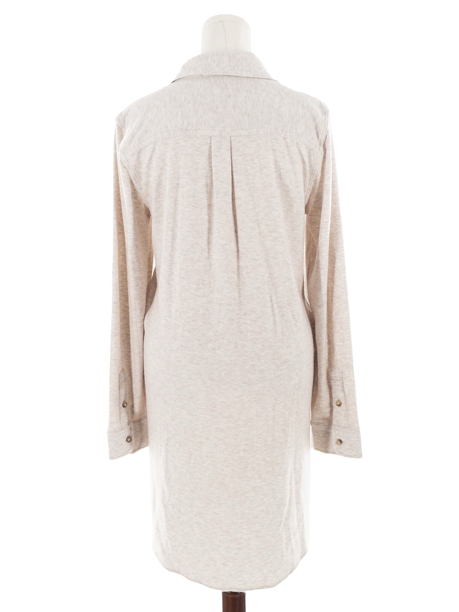 Faherty Oatmeal Heather Polyester Blend Long Sleeve Size L Dress