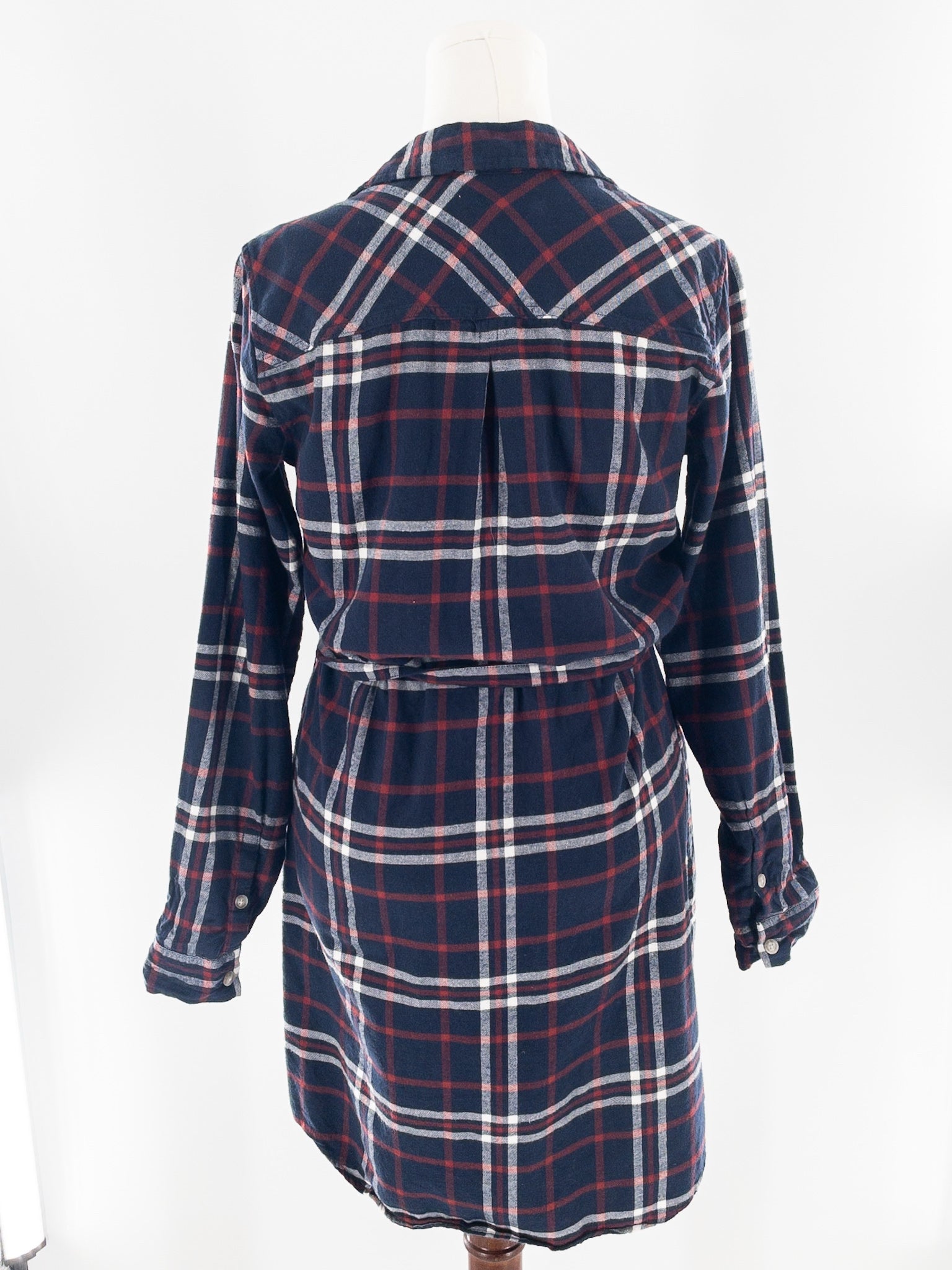 Eddie Bauer Navy Maroon Plaid Flannel Long Sleeve Size 10T Dress