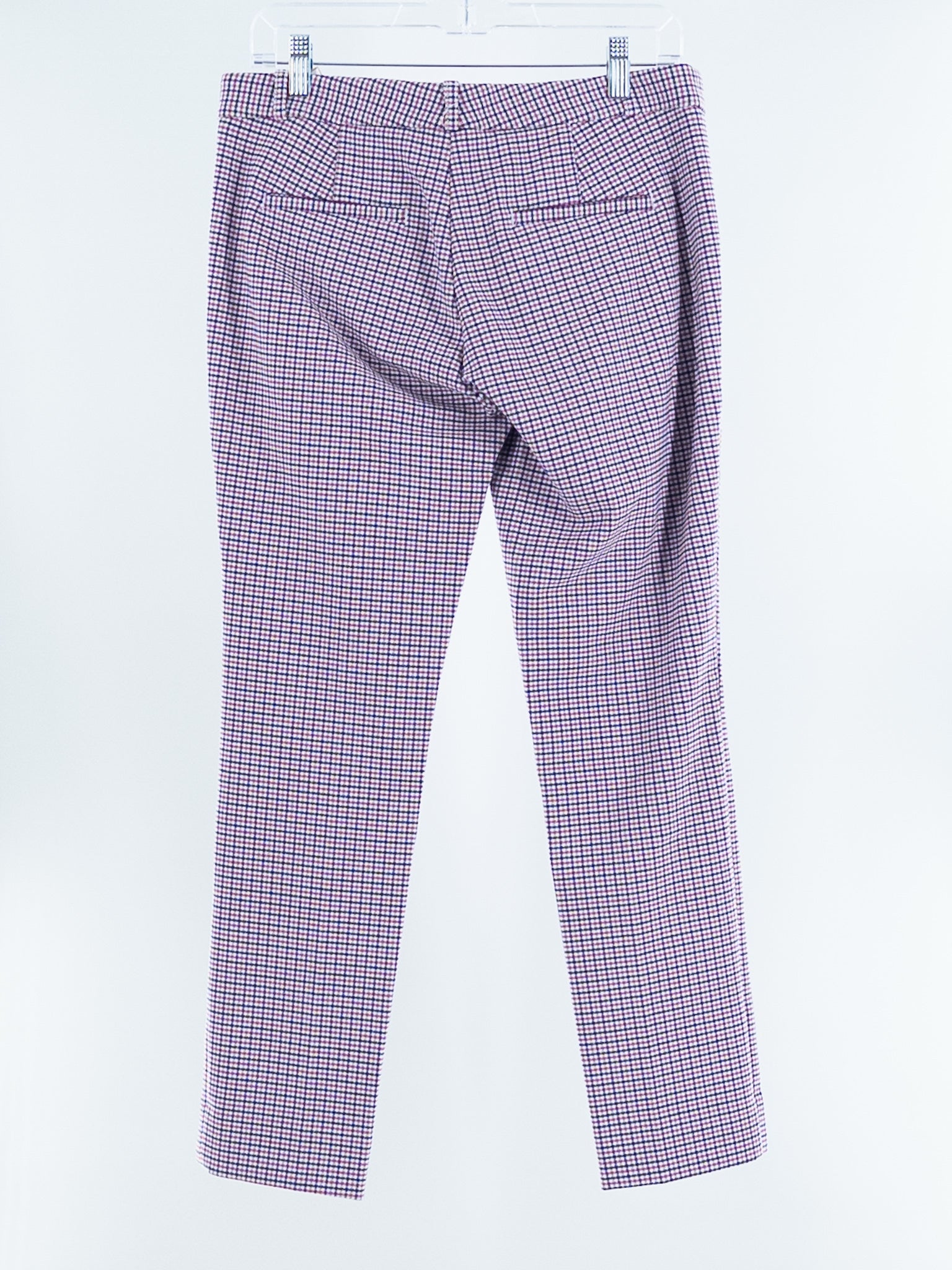 Banana Republic Navy Pink Plaid Polyester Blend Slim Size 4 Pants