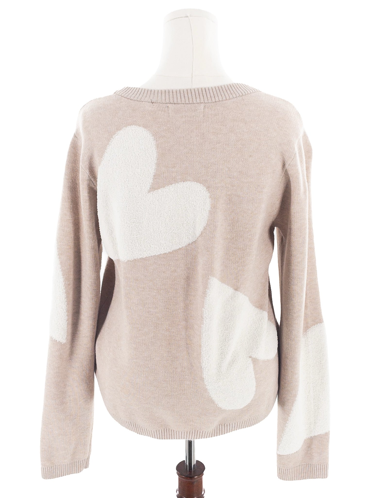 Cynthia Rowley Tan Cream Applique Polyester Blend Size XL Sweaters