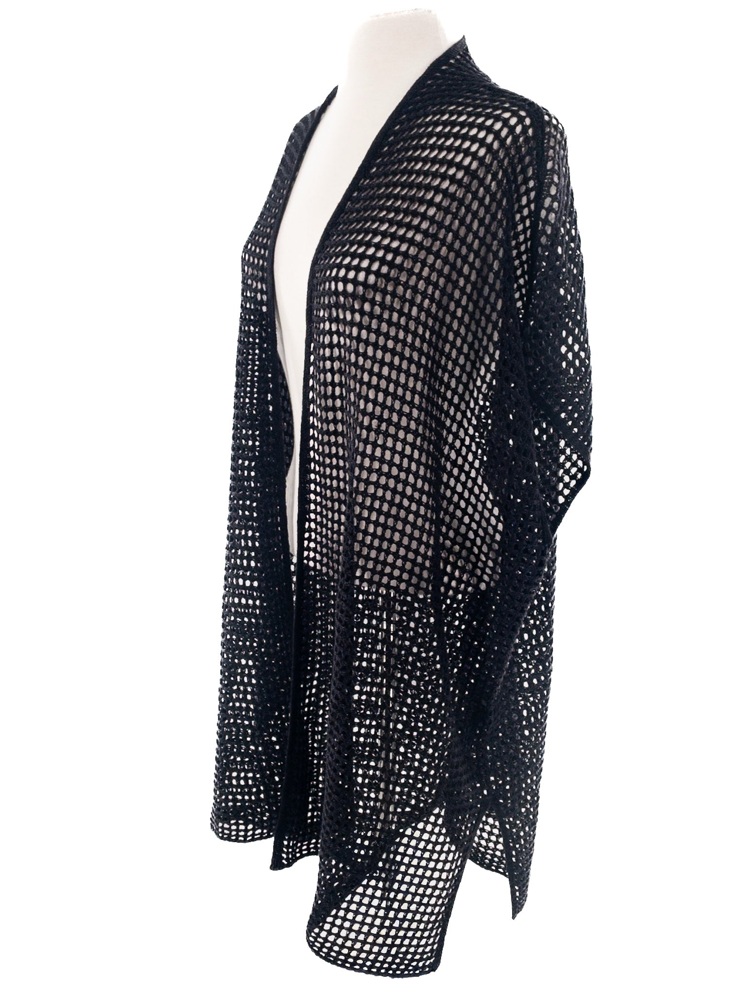 Eileen Fisher Black Crochet Linen Size S/M Cardigan