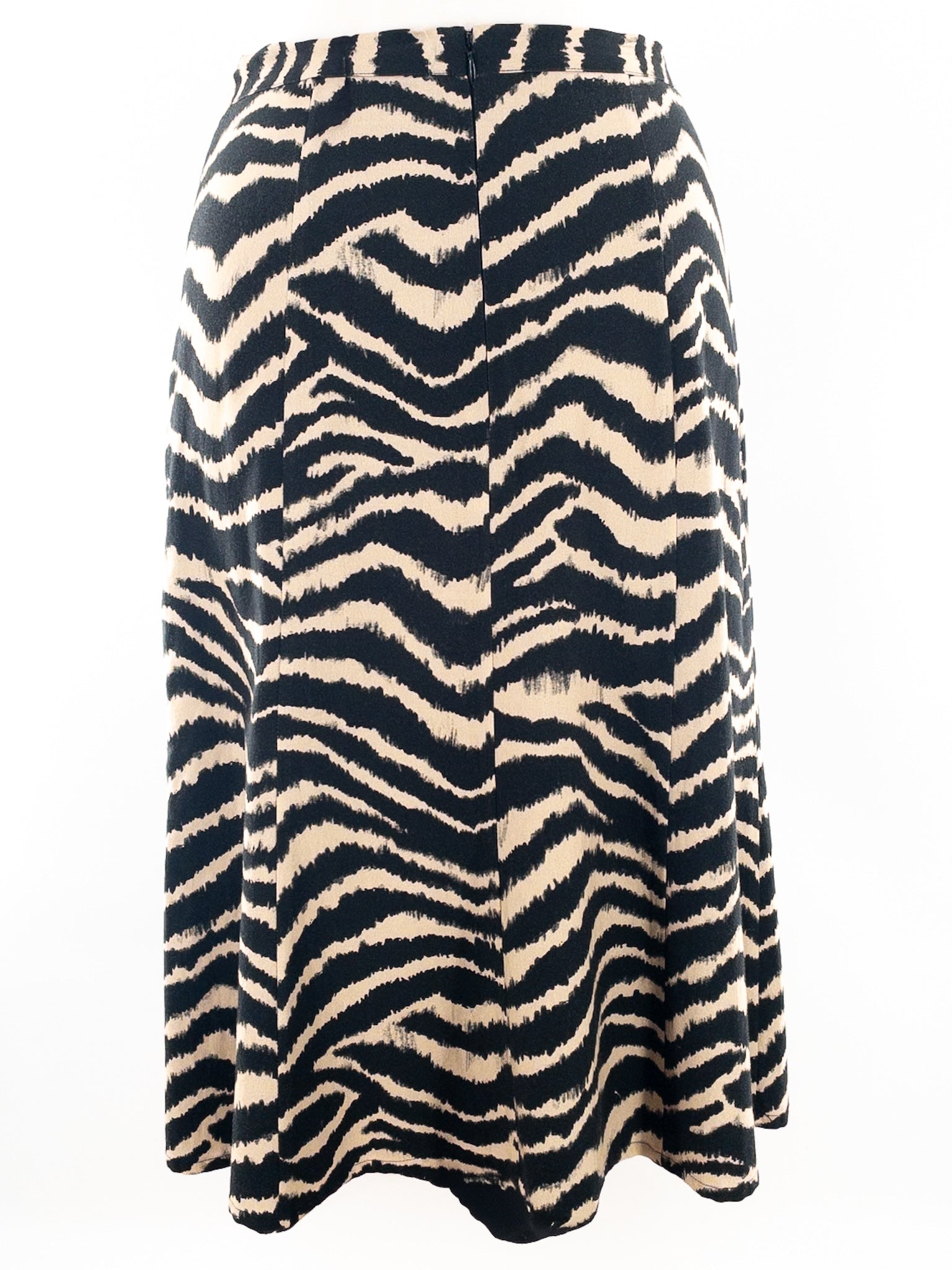 Gianni Bini Black Tan Tiger Print Polyester Blend Size 4 Skirt