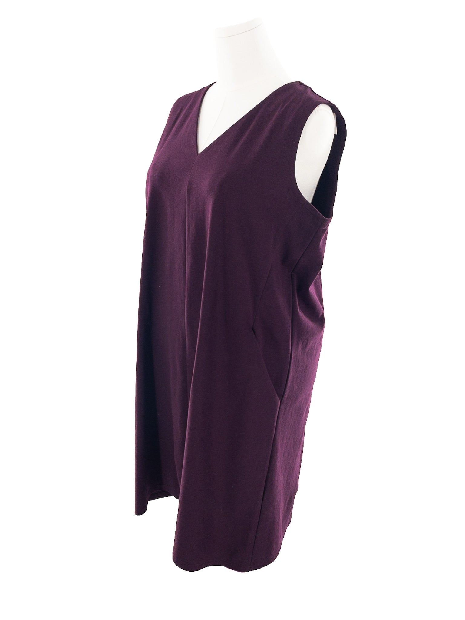 Eileen Fisher Blackberry Cotton Blend Sleeveless Size L Dress