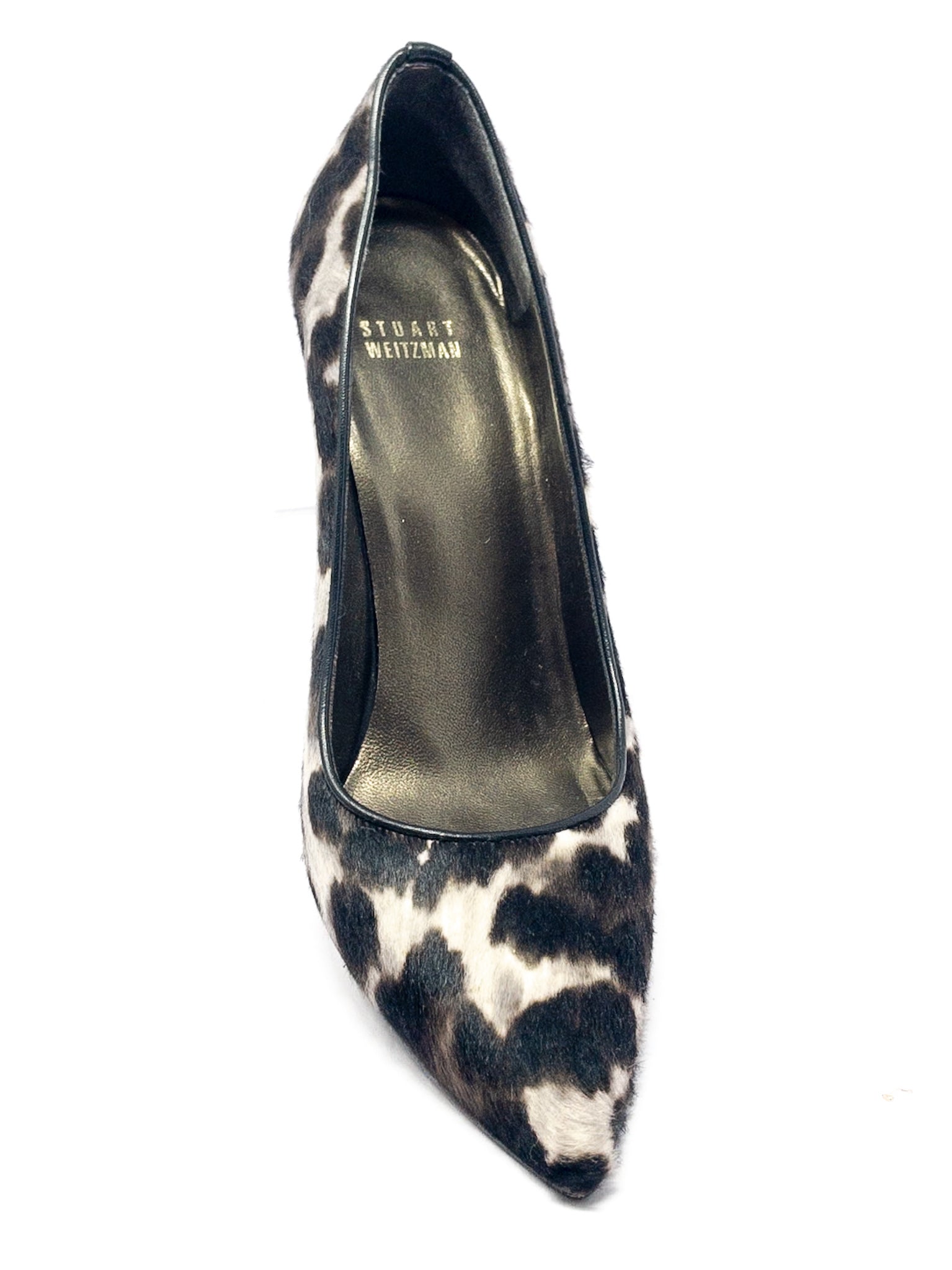 Stuart Weitzman Black Brown Leopard Print Leather 8.5 Pumps