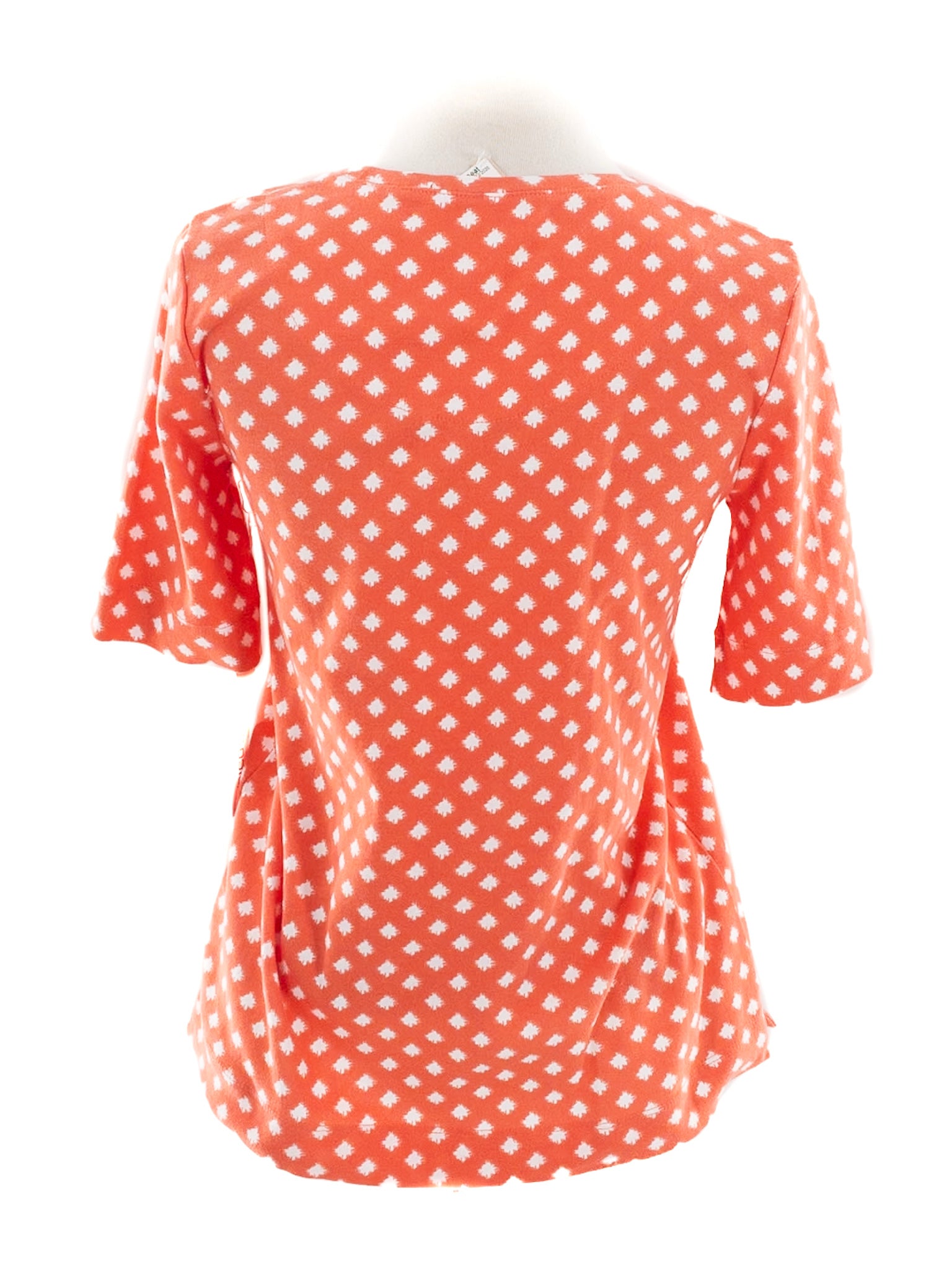 Chicos Coral White Print Cotton Short Sleeve Size S T Shirt