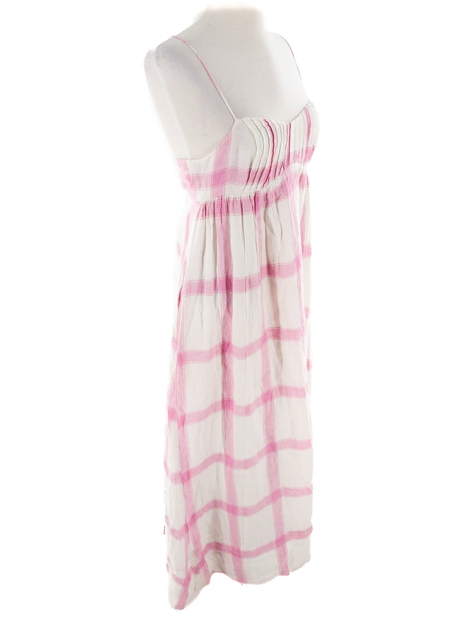Maeve Cream Pink Windowpane Cotton Spaghetti Strap Size XS Dress