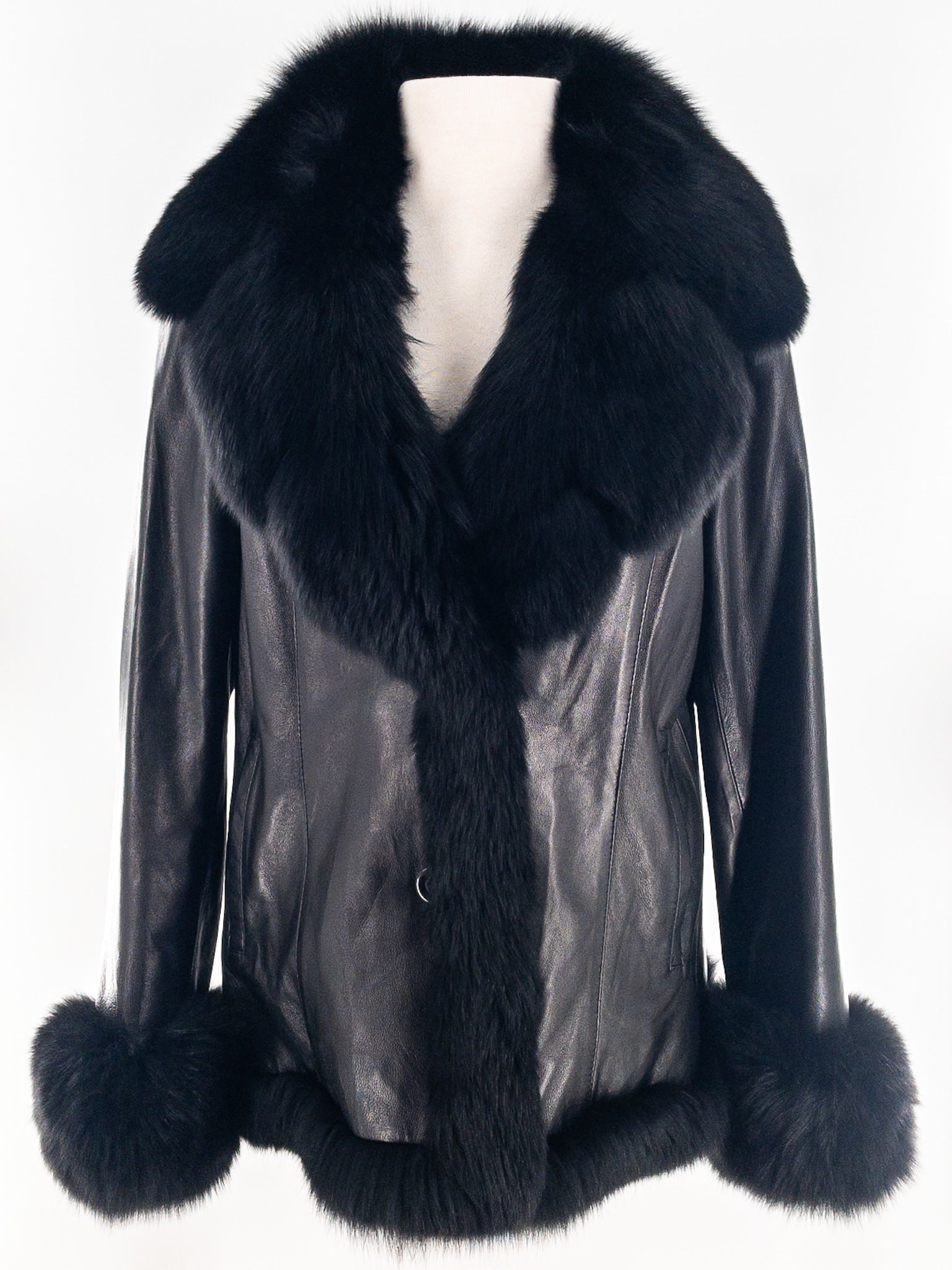 Chosen Black Trimmed Leather Size L Coat