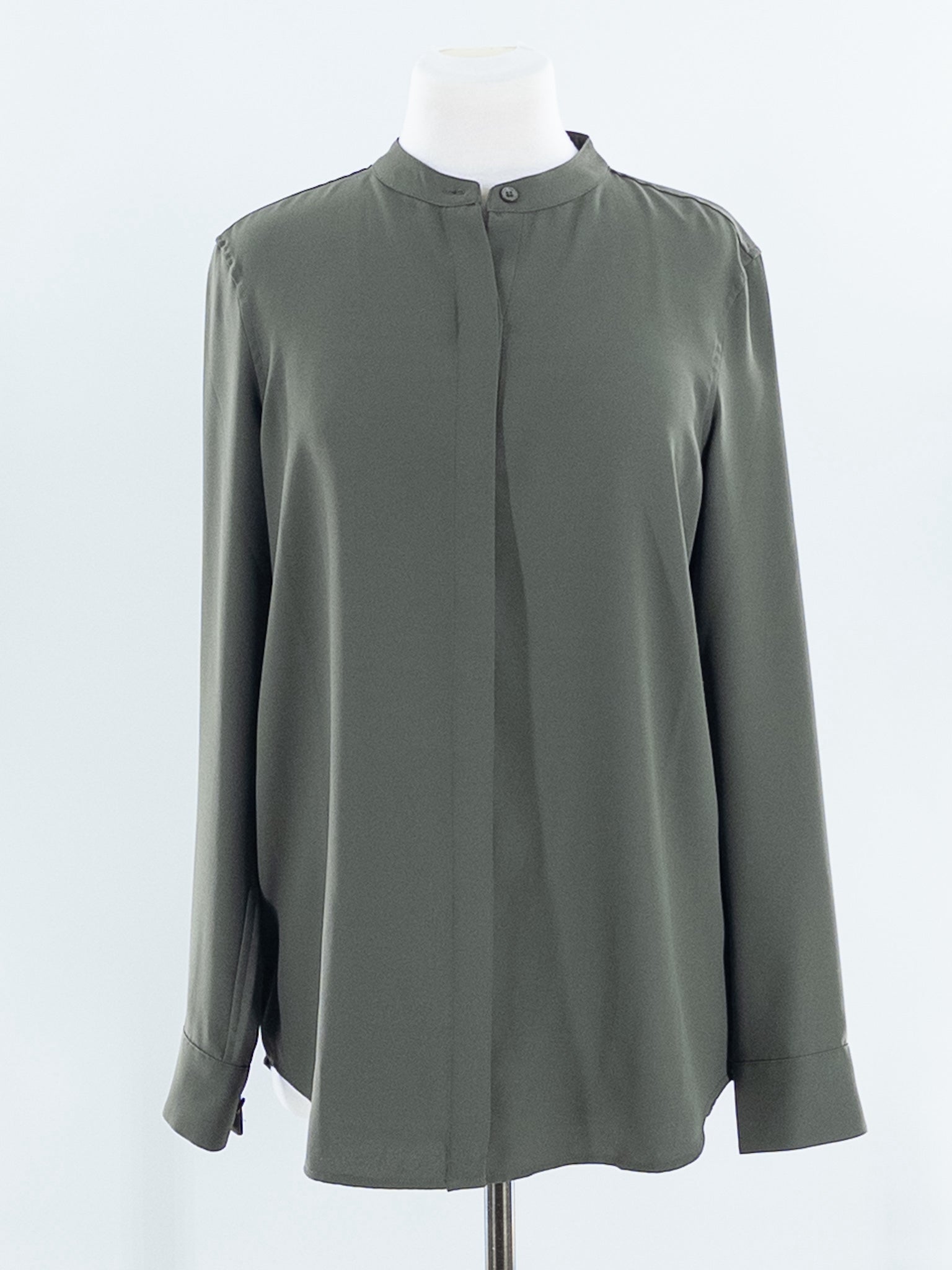 Equipment Olive Button Polyester Long Sleeve Size M Blouse