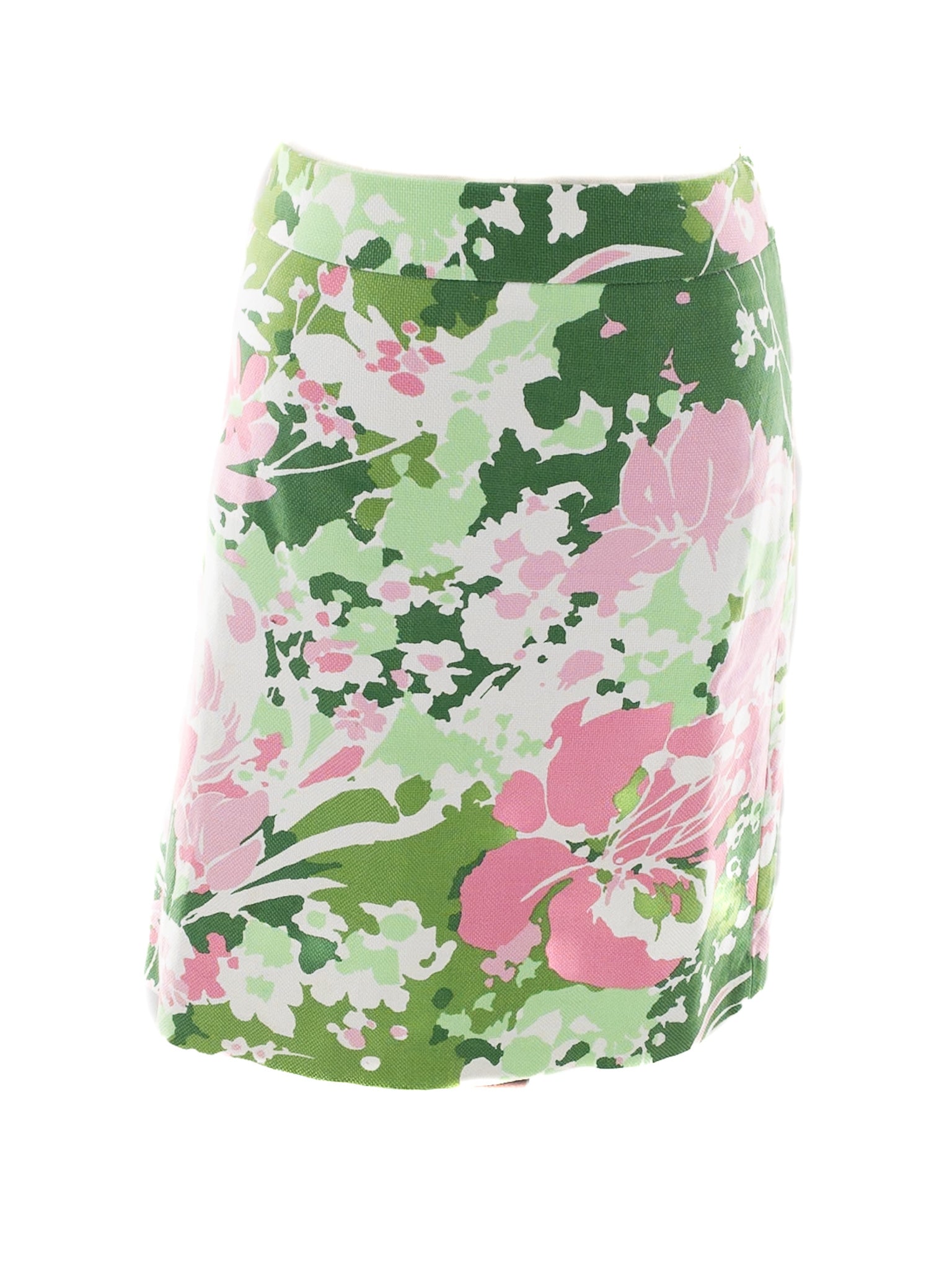 Talbots Pink Green Floral Cotton Blend Size 10 Skirt