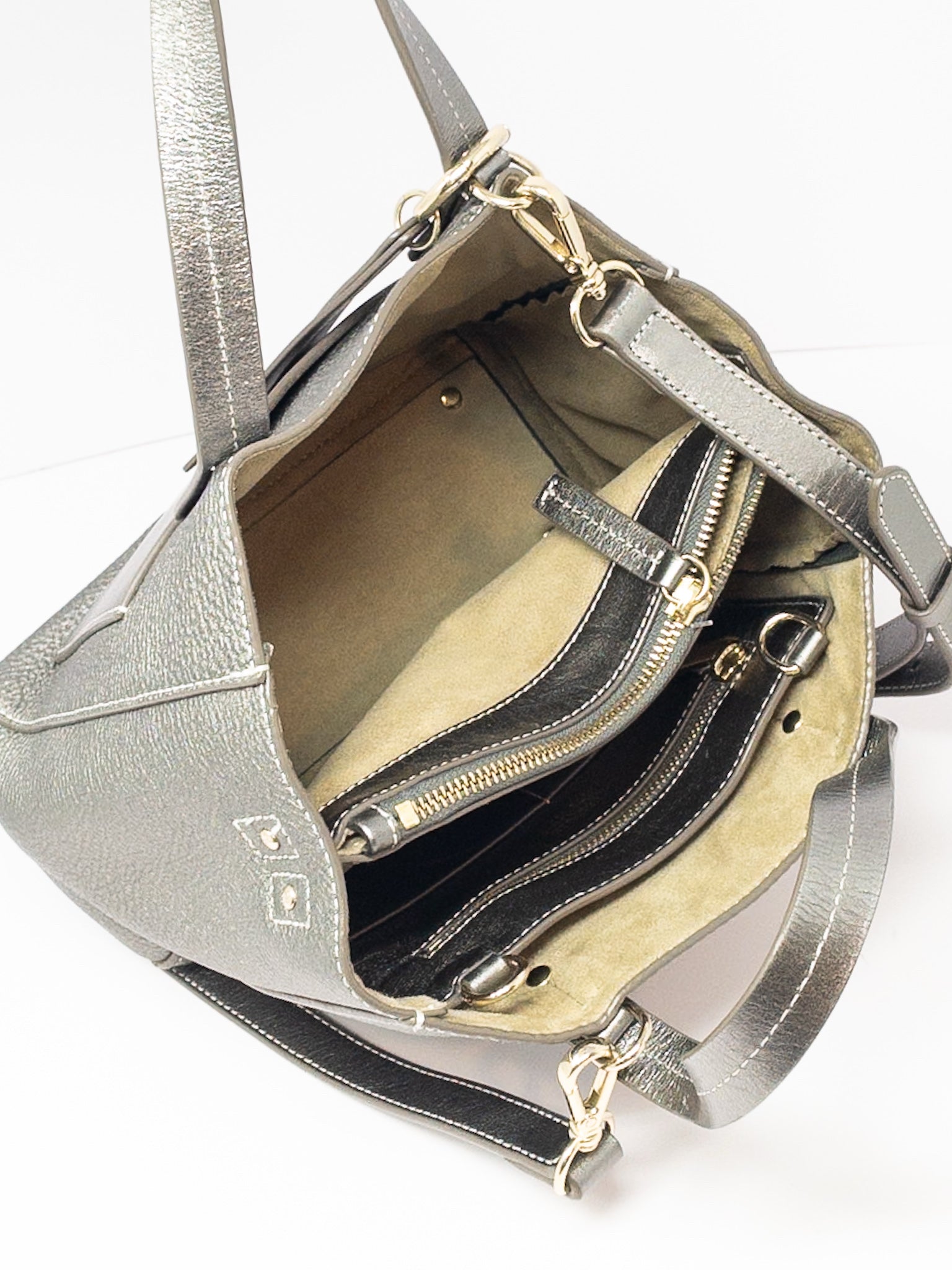 Frances Valentine Pewter Metallic Leather Purse