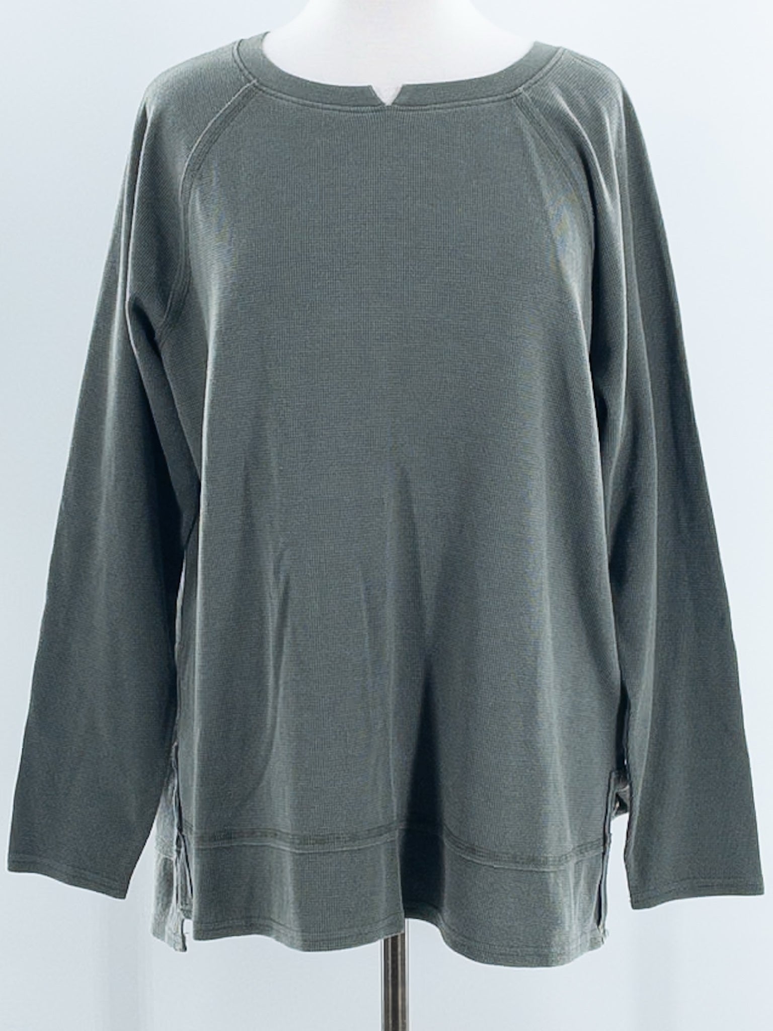 Caslon Slate Waffle Cotton Blend Long Sleeve Size XL T Shirt