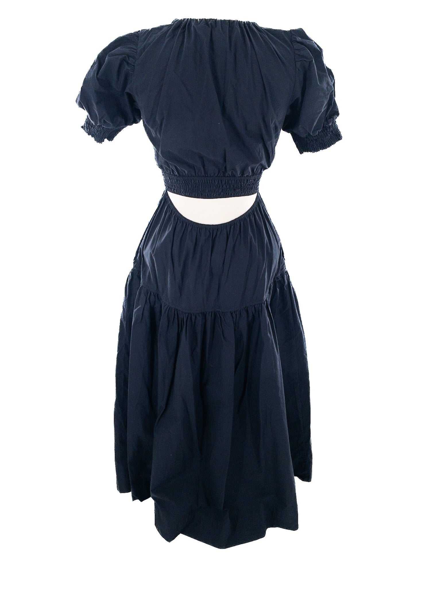 Moon River Navy Tiers Cotton Puff Sleeve Size XXS Dress