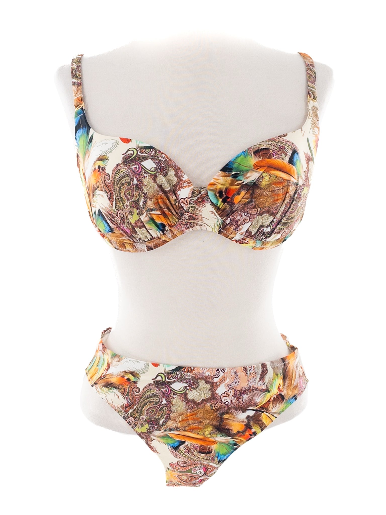 Palmetta Multi-Color Paisley Lycra Blend Size M Swimsuit 2 PC