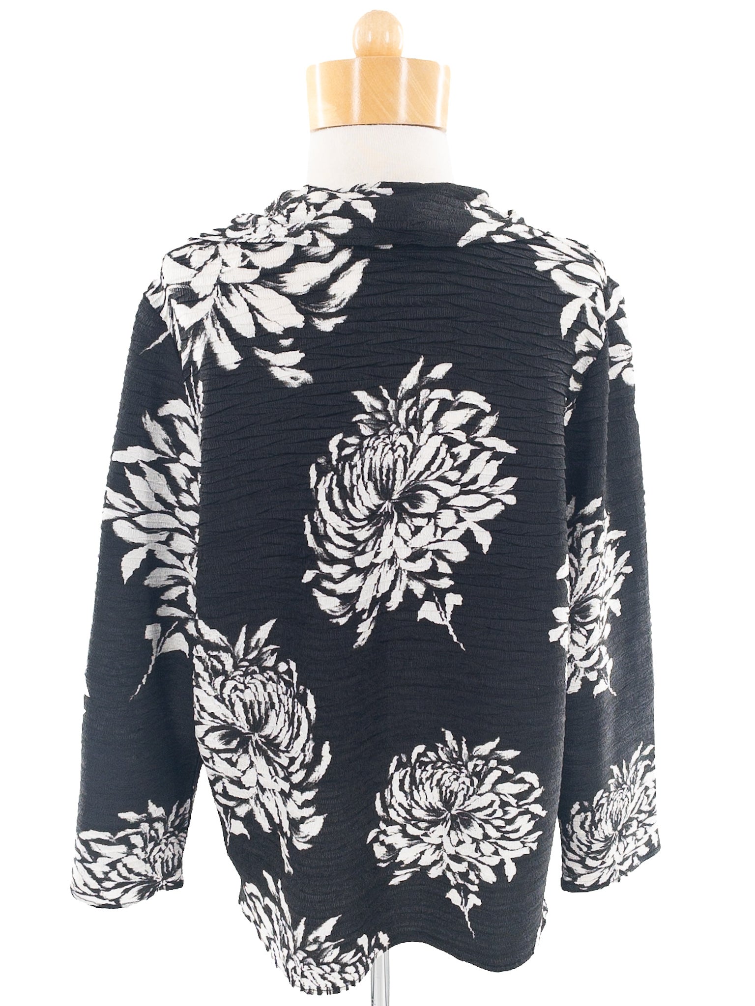 Chicos Black White Crinkle Polyester Size M Blazer