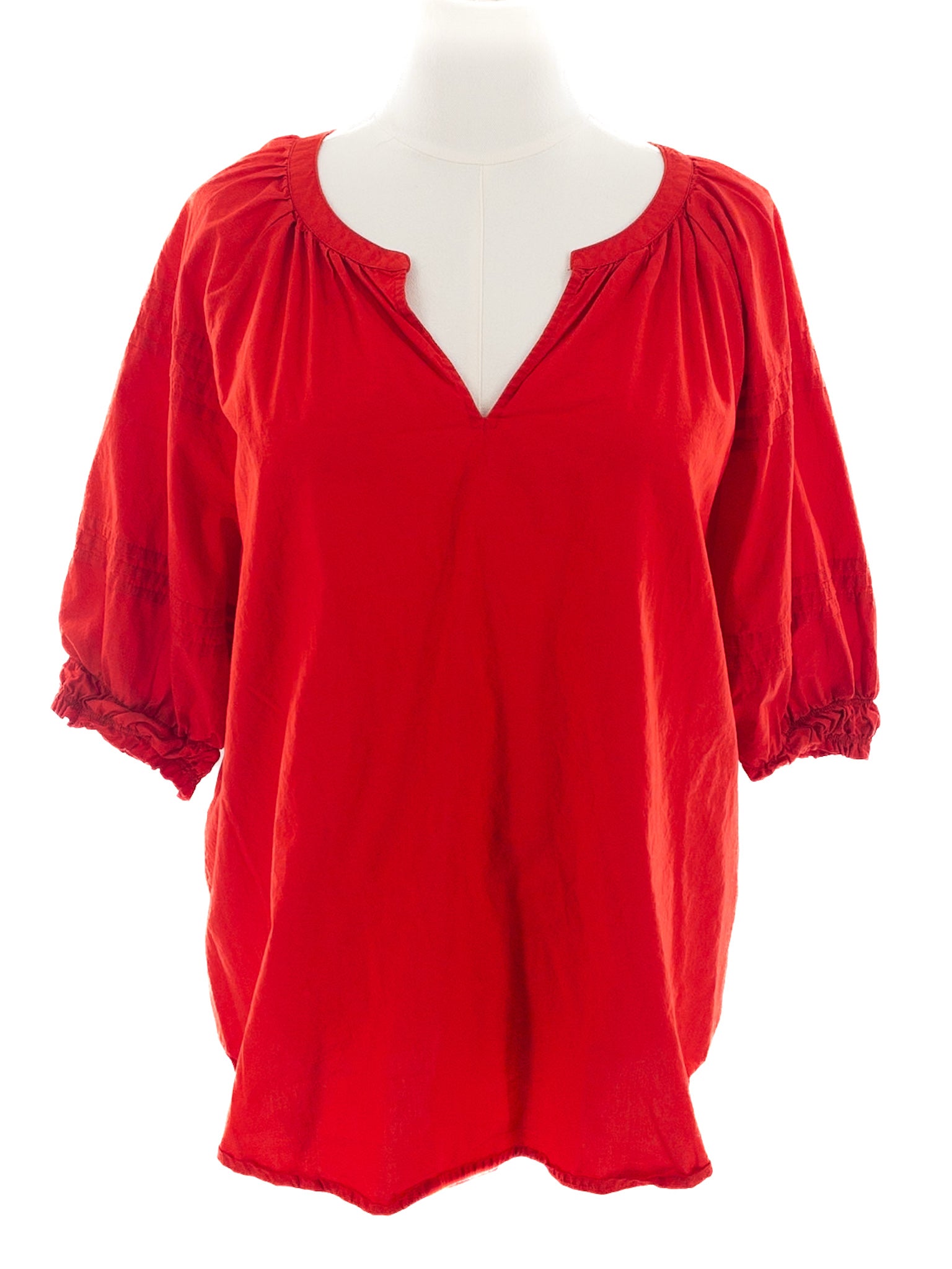 Chicos Red Cotton Puff Sleeve Size 20 Blouse