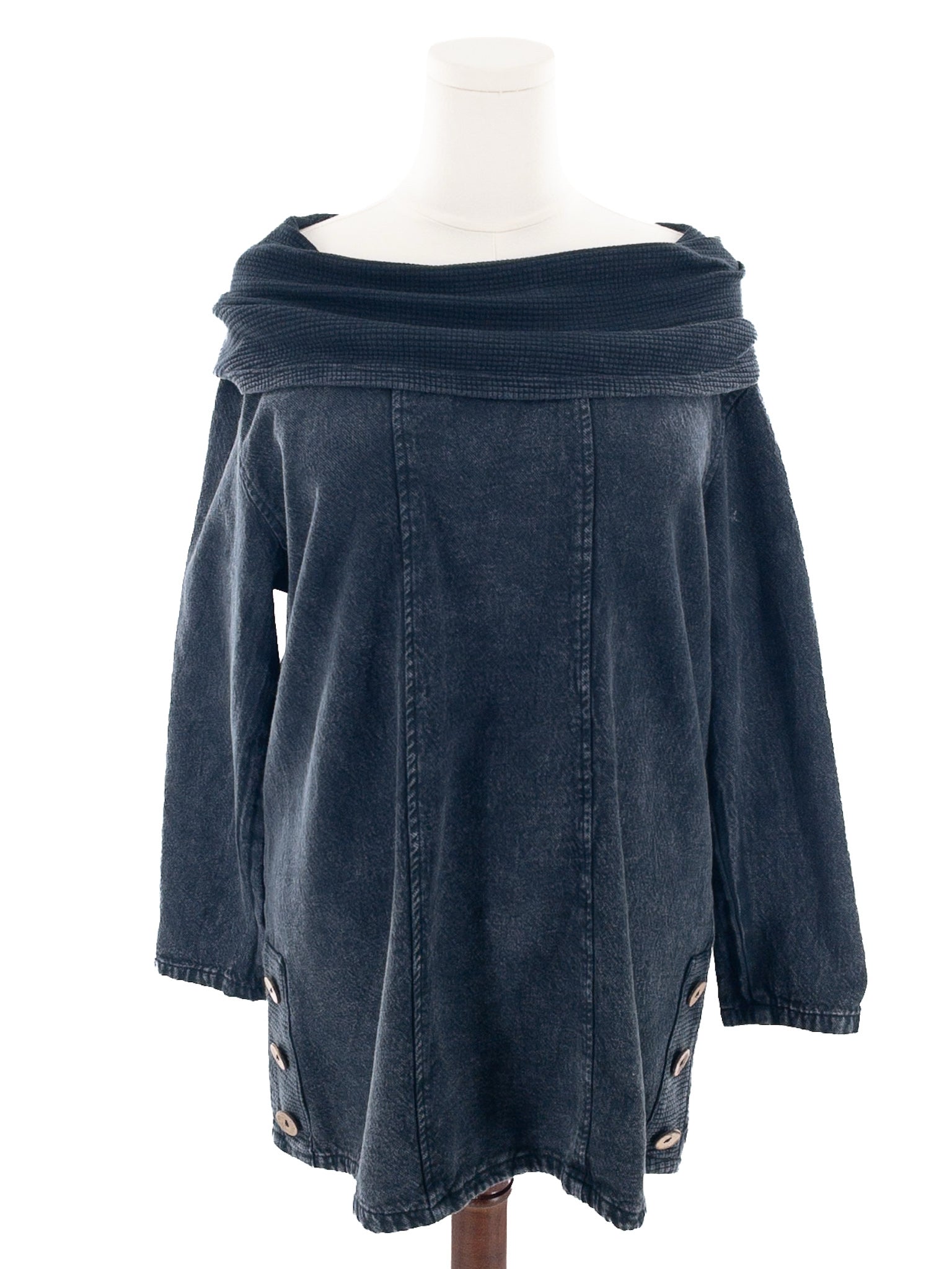 Sea Breeze Navy Washed Denim Long Sleeve Size L Blouse