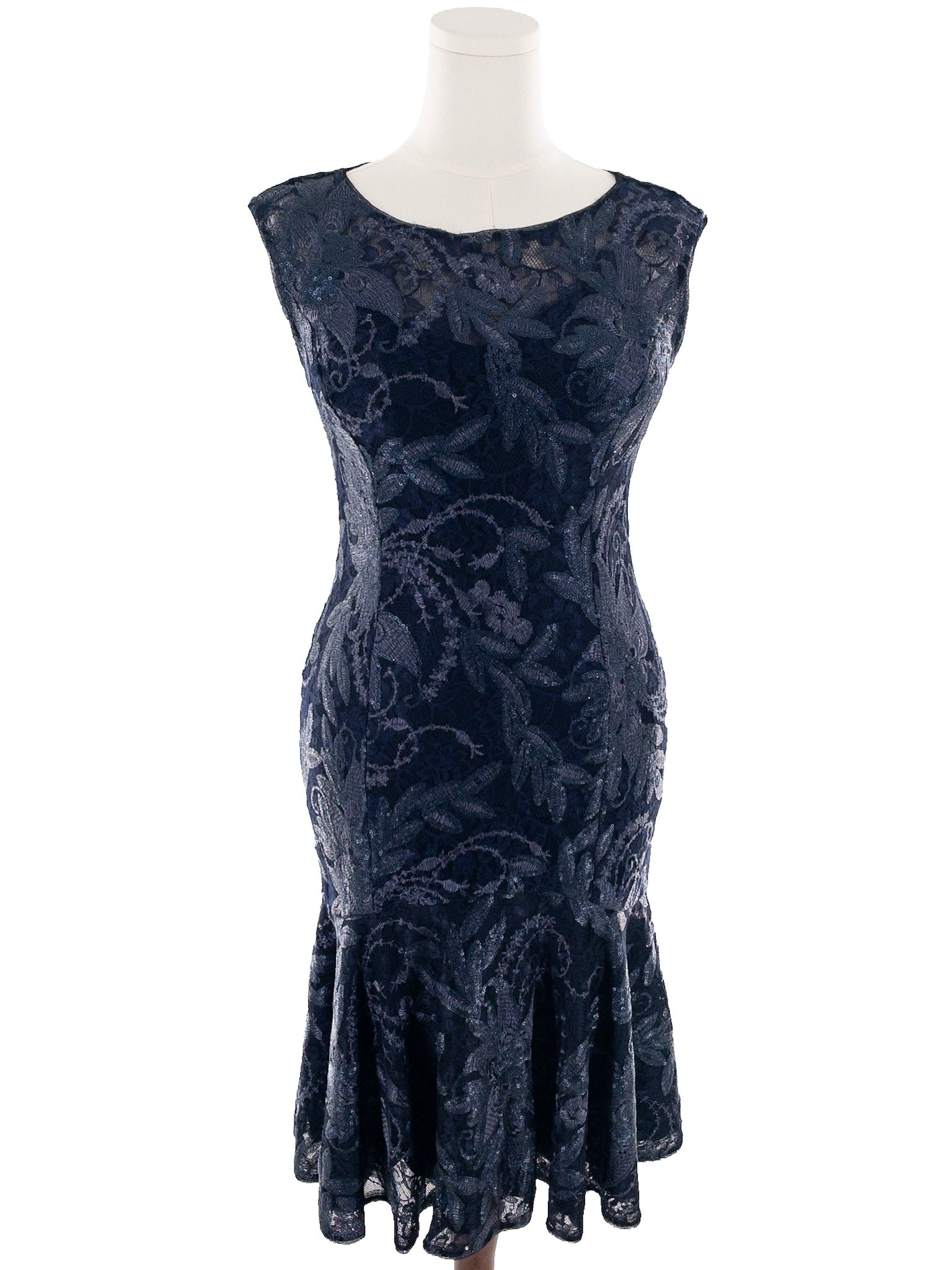 Adrianna Papell Navy Lace Nylon Sleeveless Size 8 Dress