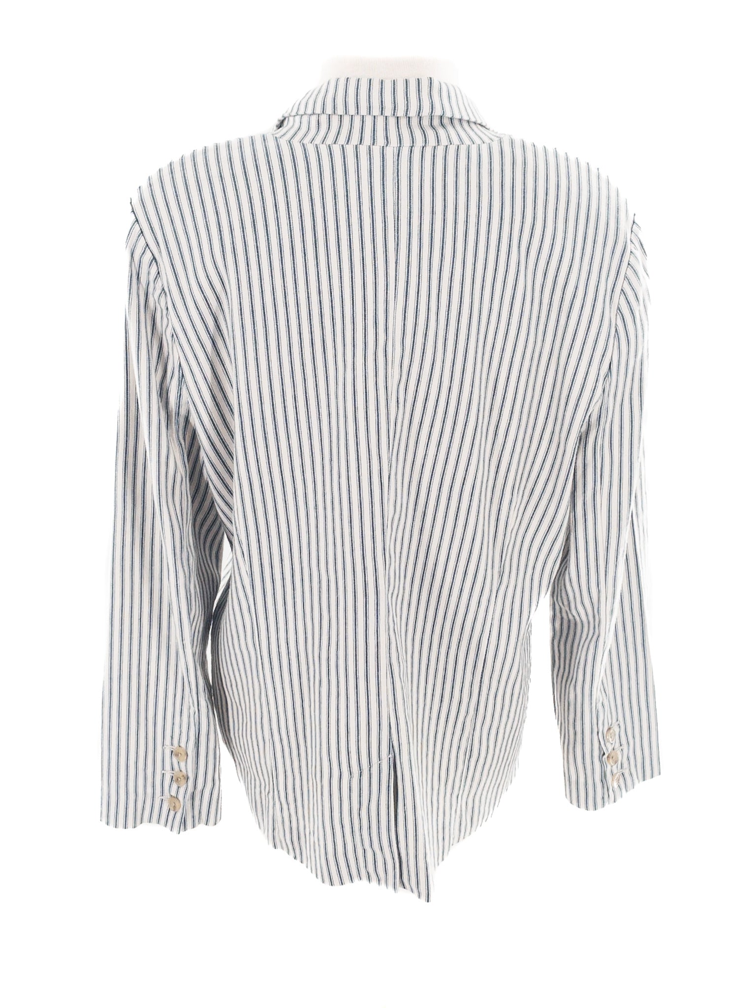 Evereve Ivory Blue Stripe Linen Blend Size M Blazer