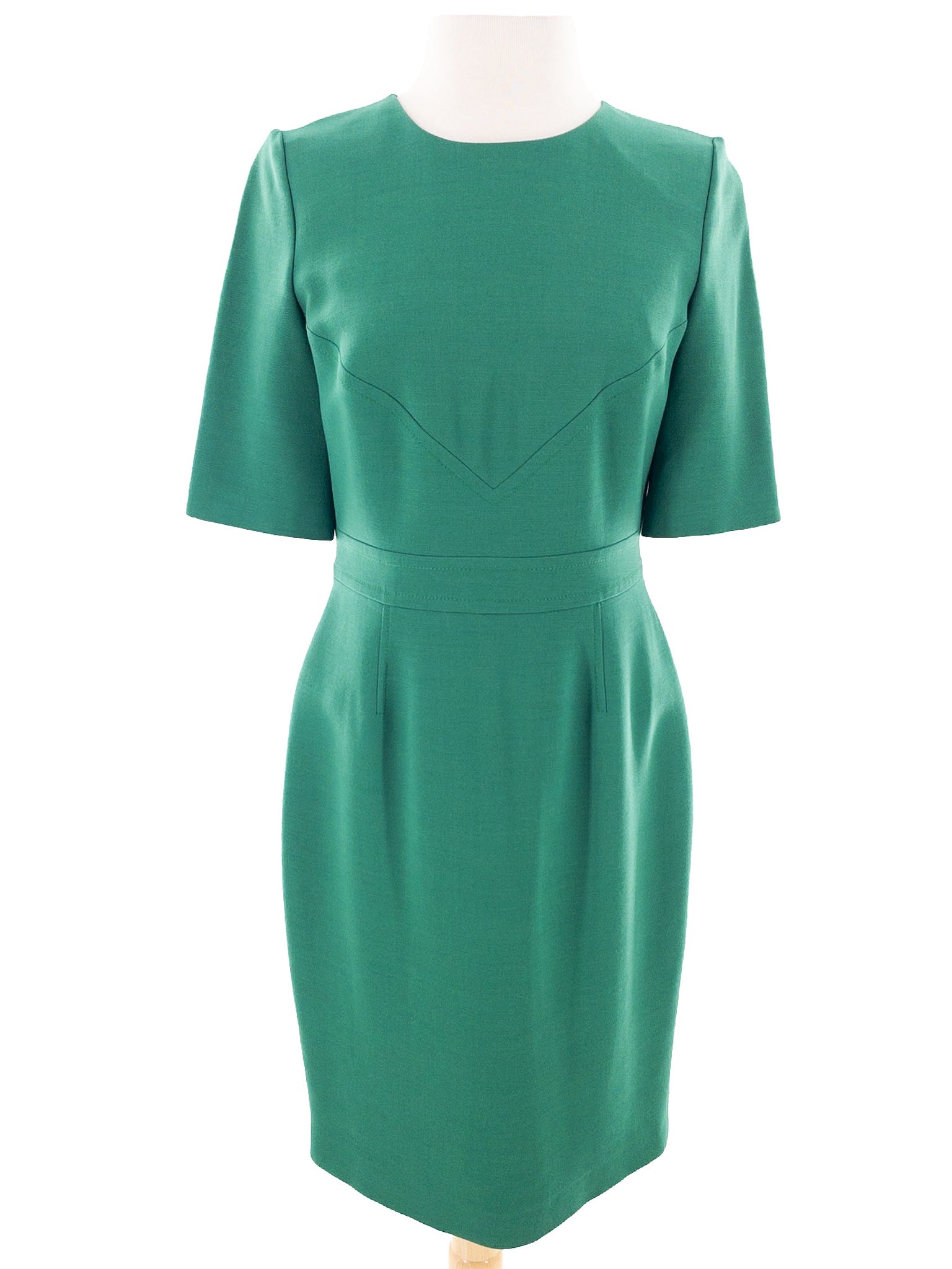 Hobbs Green Polyester Short Sleeve Size 6 Dress