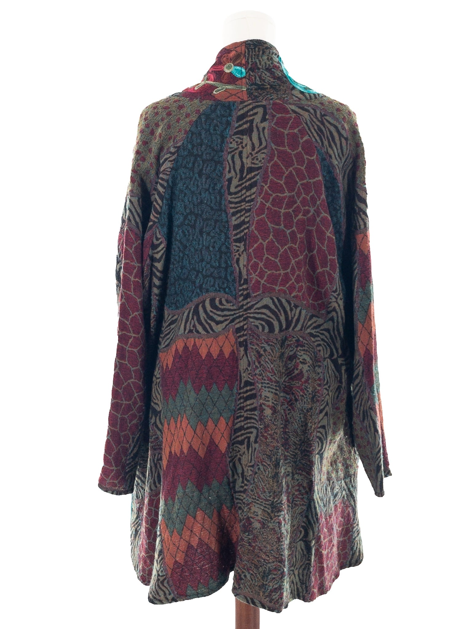 Soft Surroundings Green Multi Embroidered Wool Blend Size L Cardigan