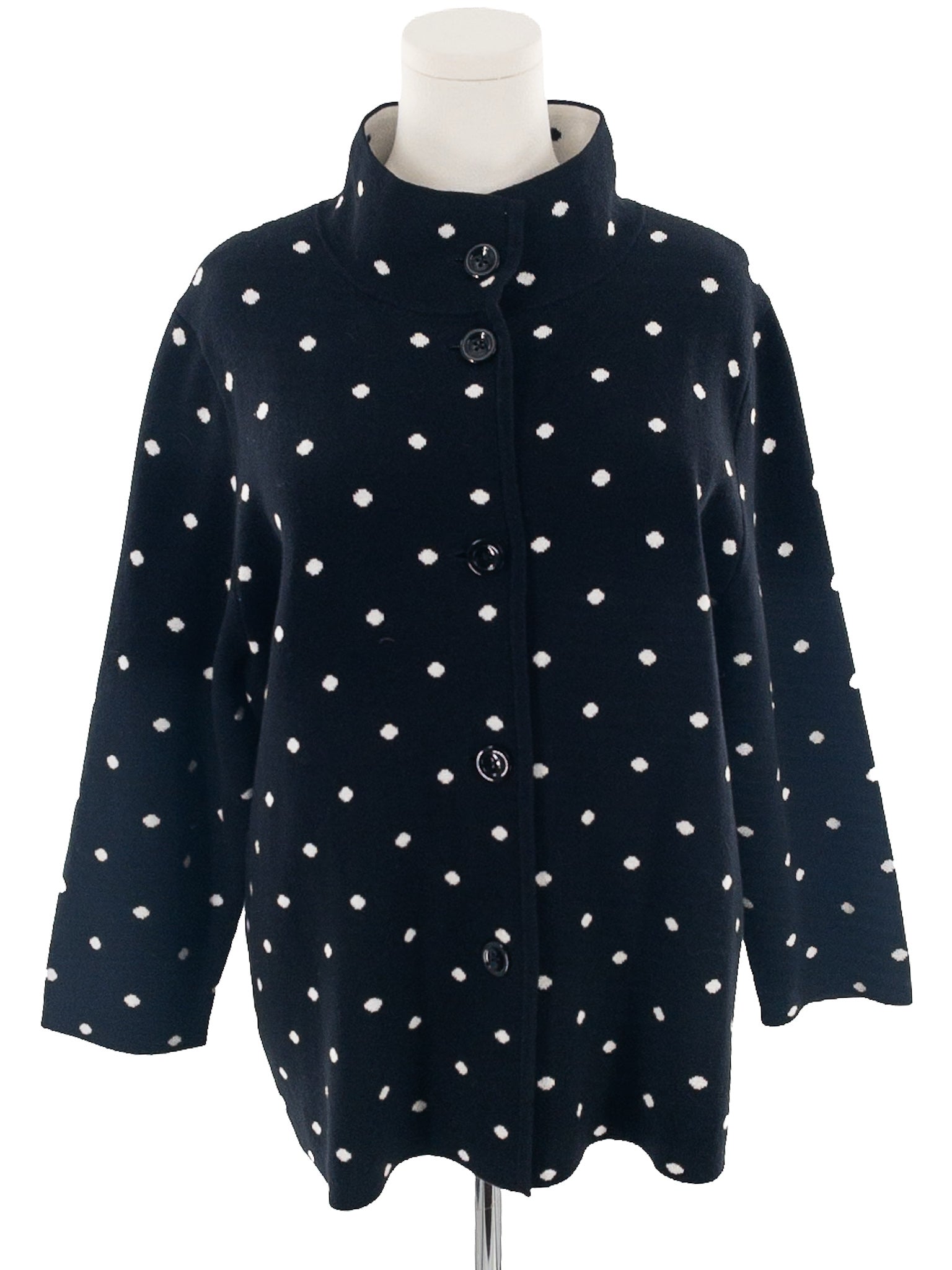 Talbots Black White Polka Dot Cotton Blend Size 2X Cardigan