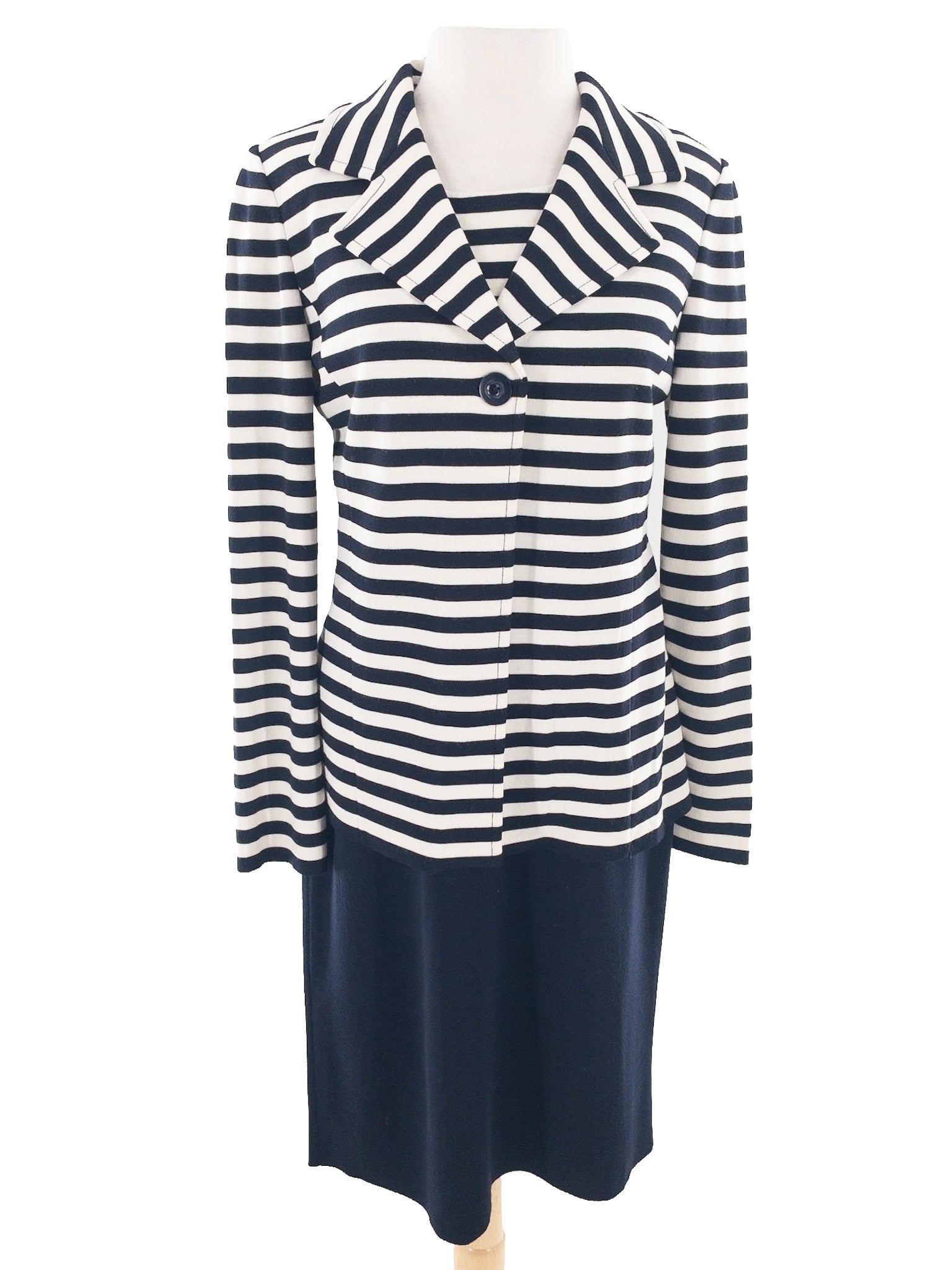 St. John Black Ivory Stripe Knit Tank Size 6 2 PC Dress