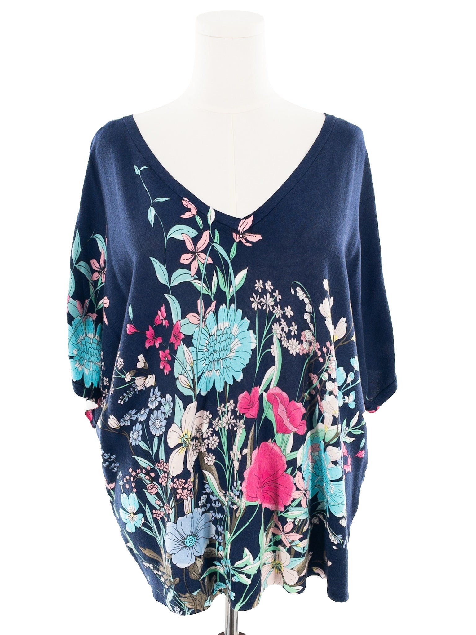Talbots Navy Multi V Neck Cotton Blend Size 2X Sweaters