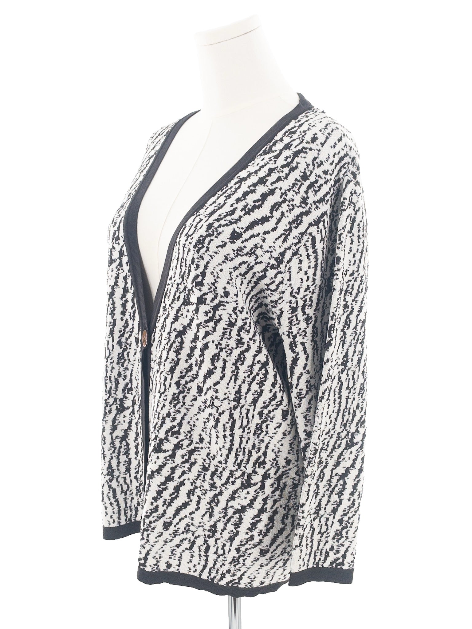 Jones New York Cream Charcoal Print Rayon Blend Size 2X Cardigan