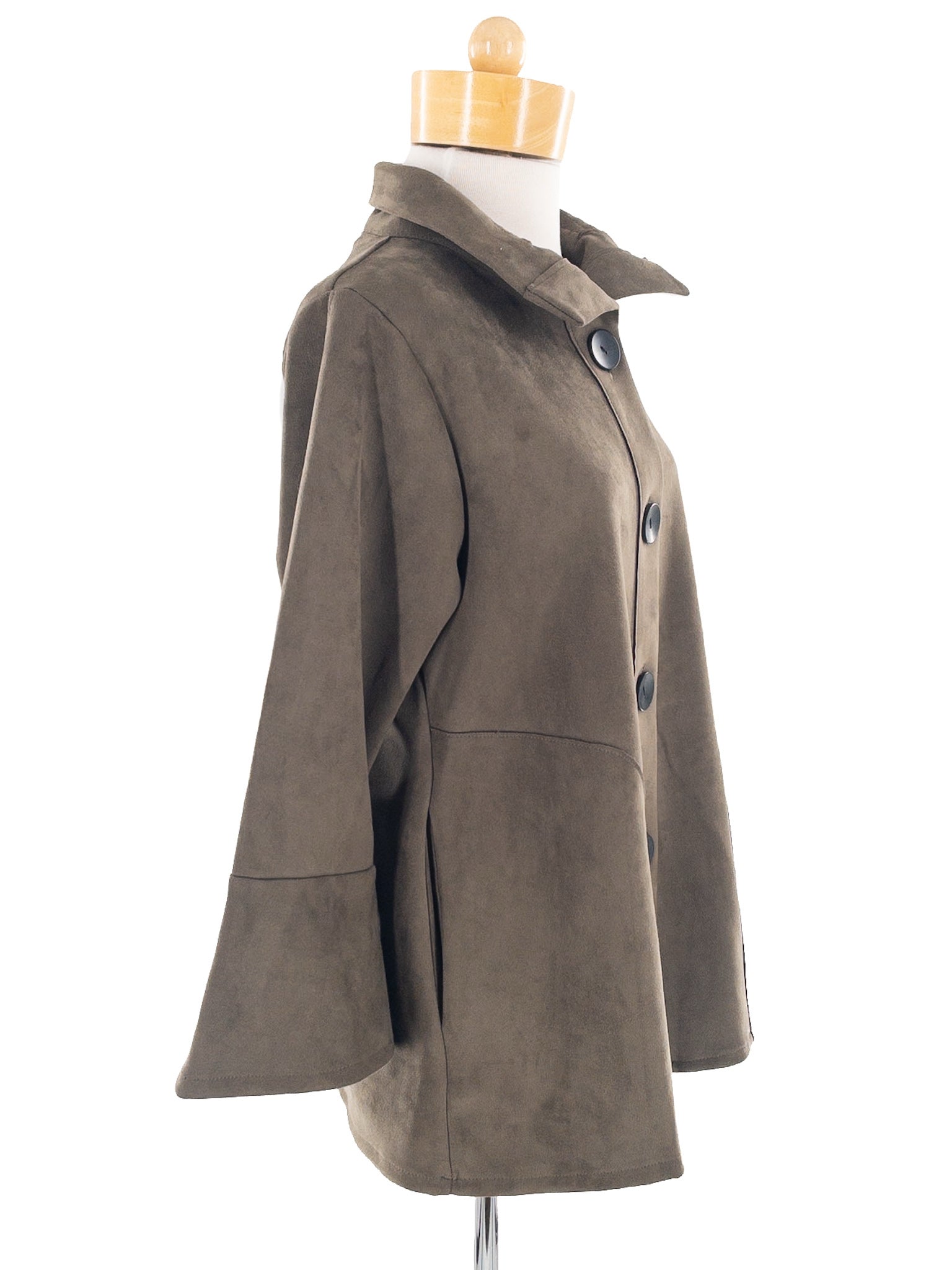Damee Inc Olive Button Faux Suede Size M Jacket