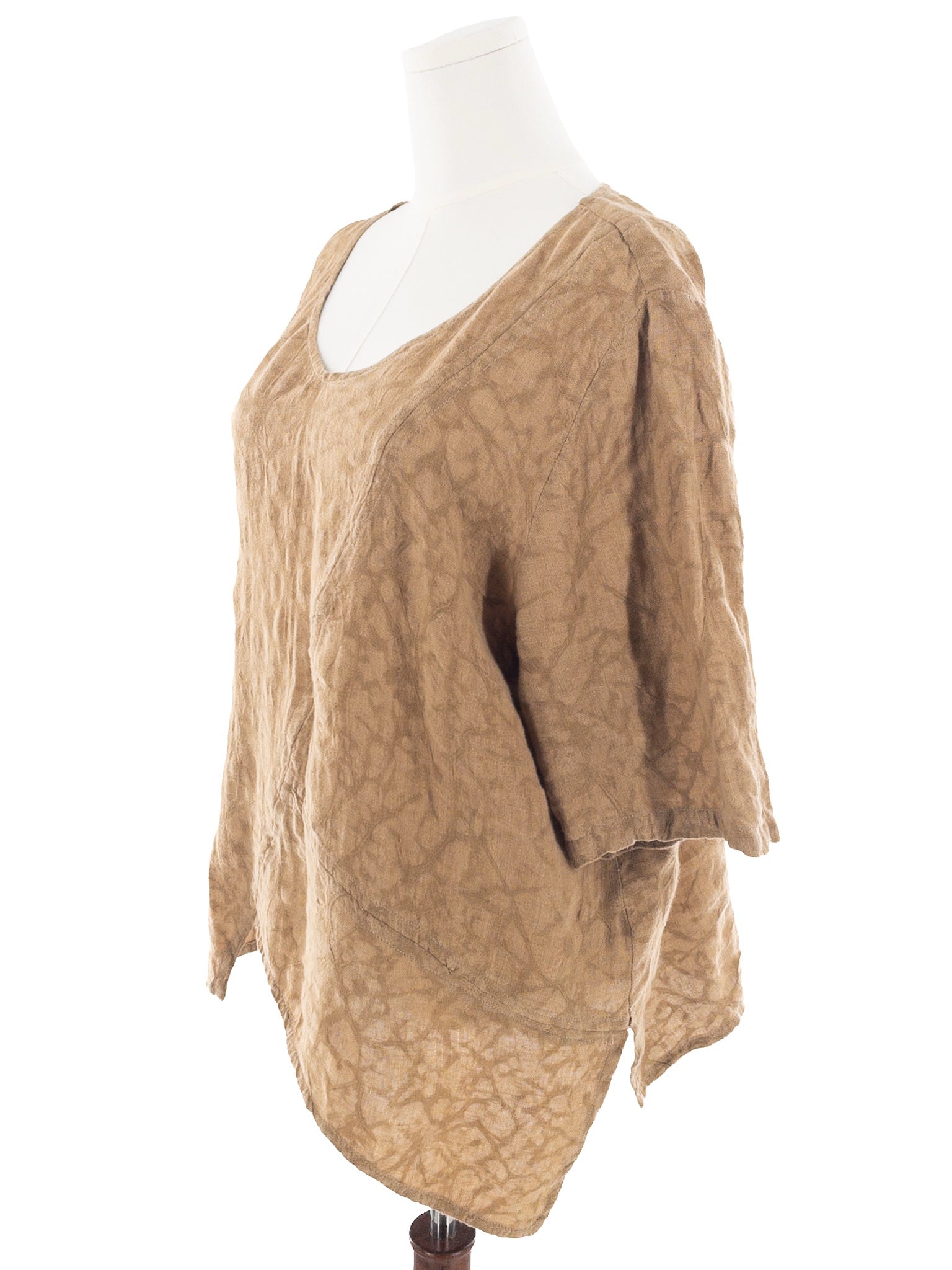 Sulu Toast Texture Linen 3/4 Sleeve Size 16 Blouse
