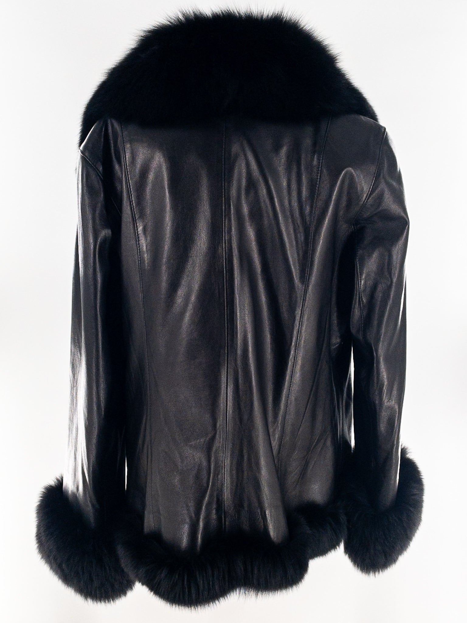 Chosen Black Trimmed Leather Size L Coat