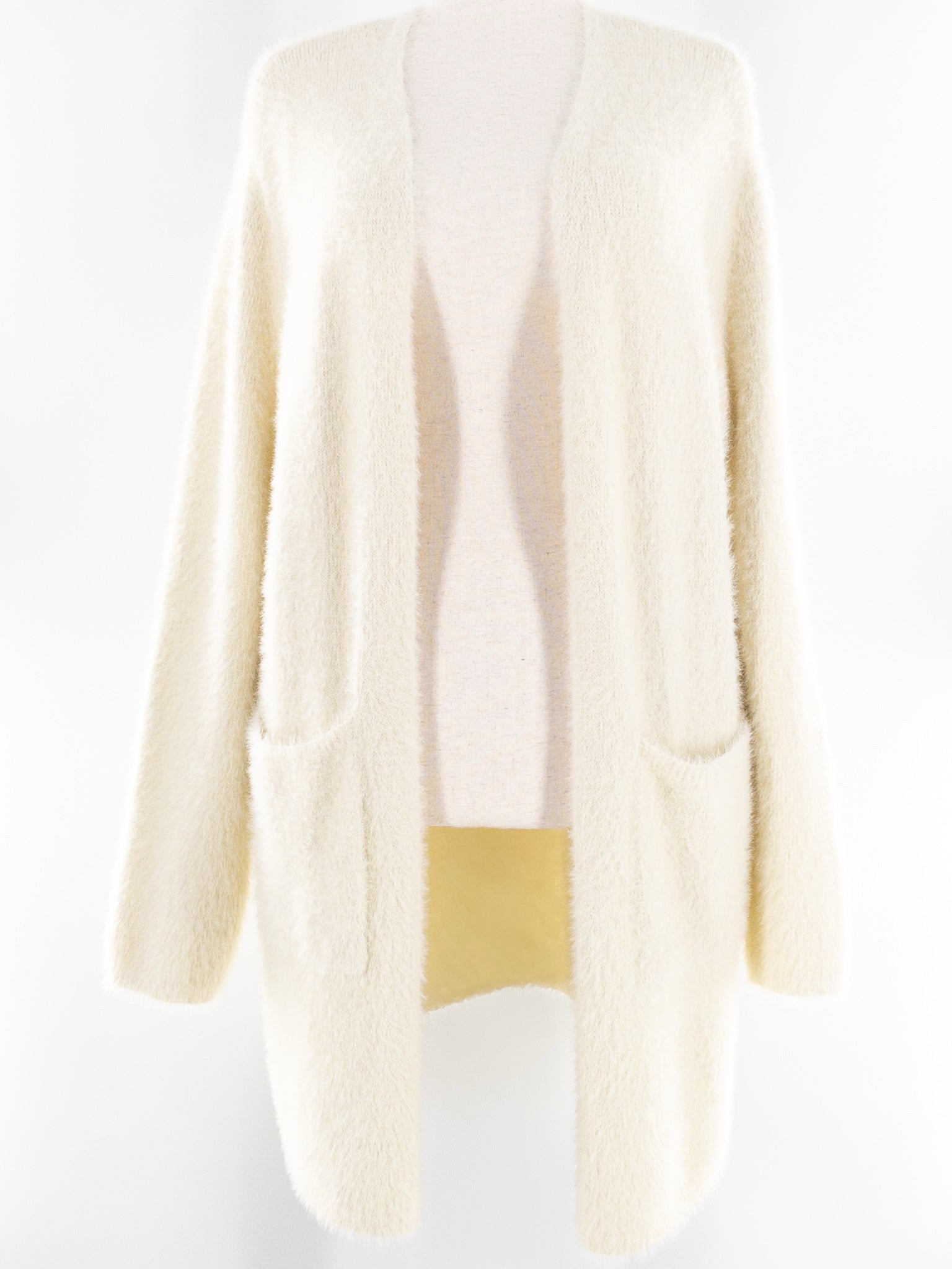 Lush Ivory Fuzzy Acrylic Size L Cardigan