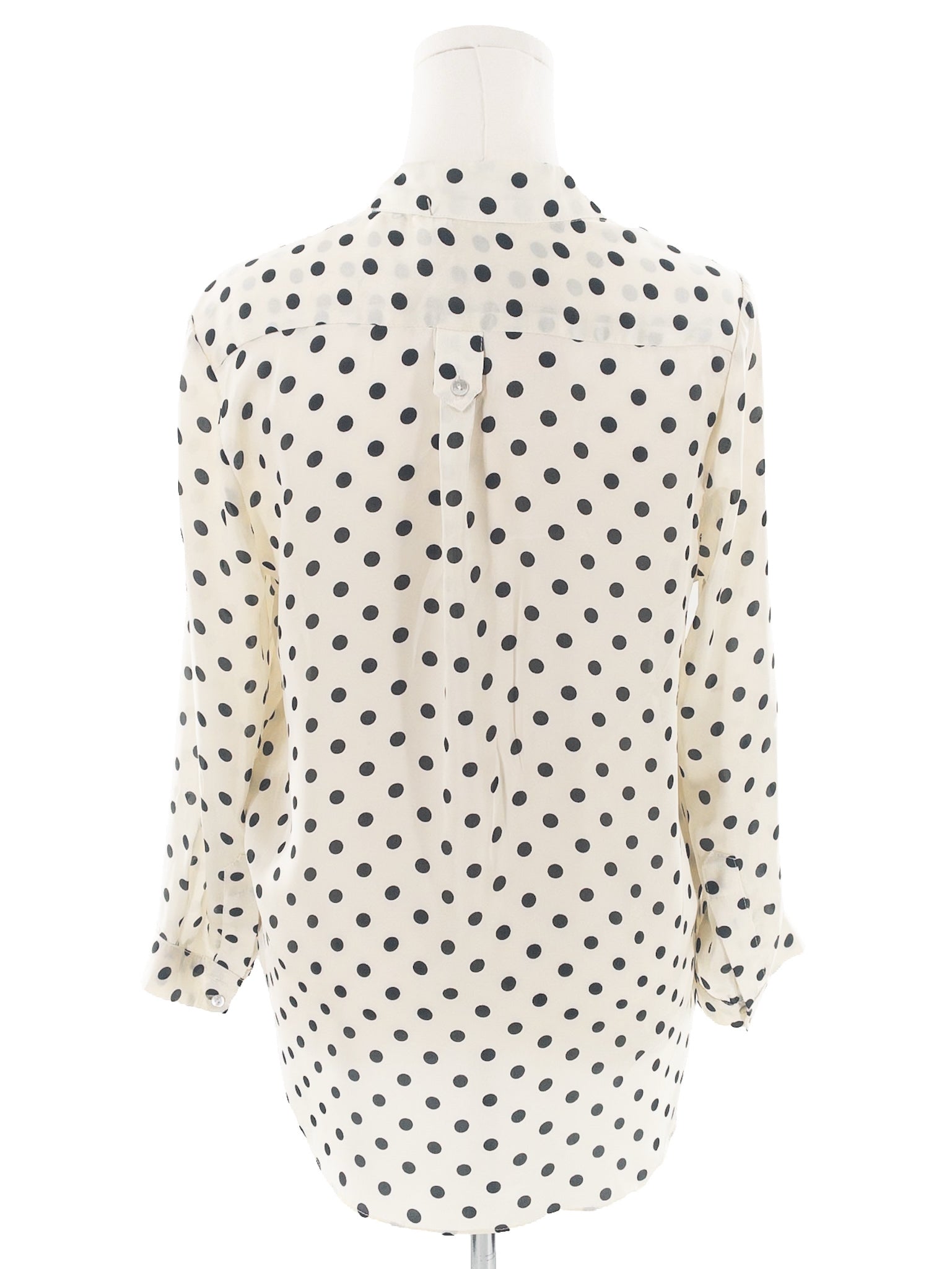 Ellison Cream Black Dots Polyester Long Sleeve Size M Blouse