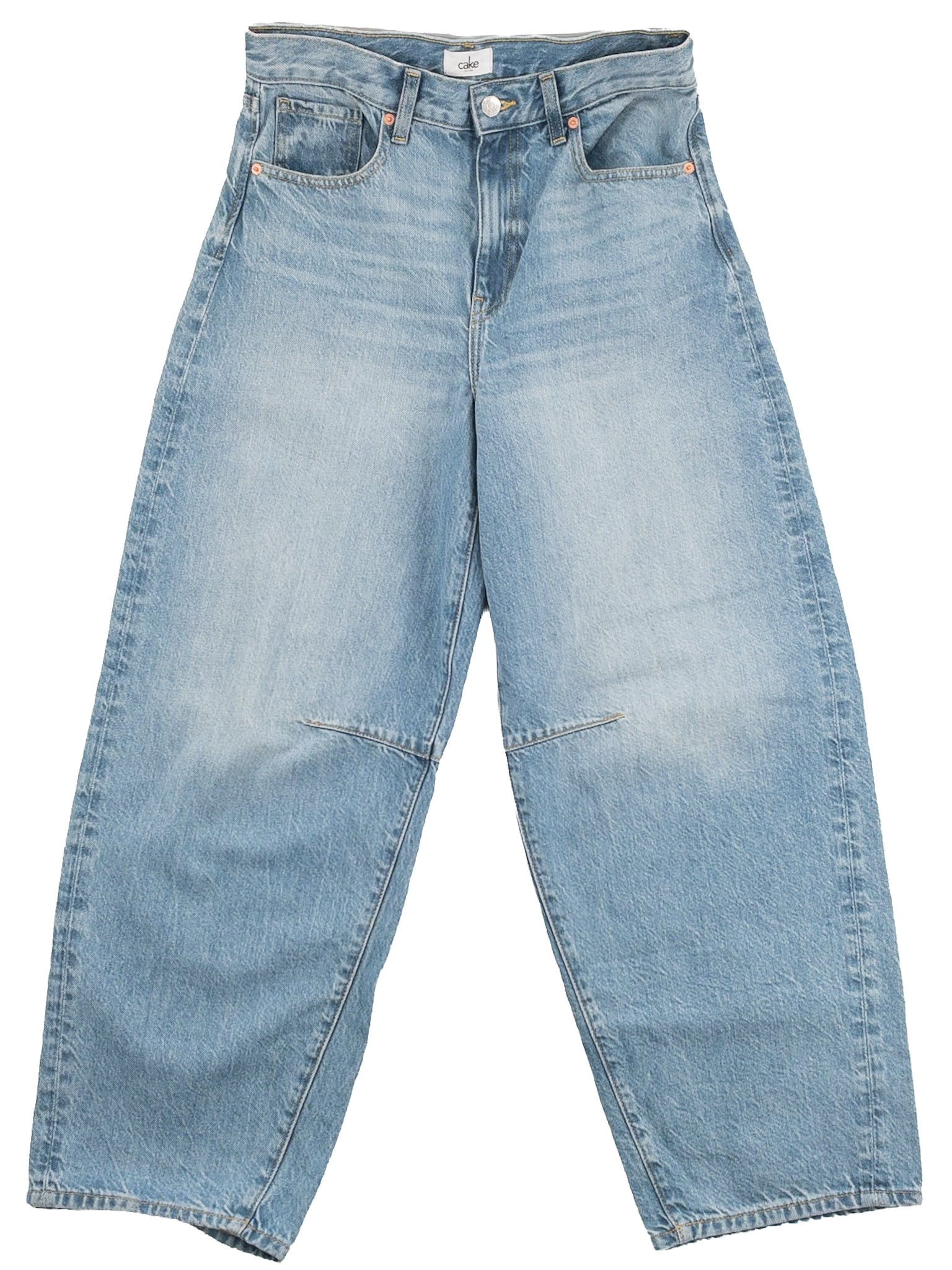 Cake Blue Washed Cotton Blend Barrel Size 4 Jeans