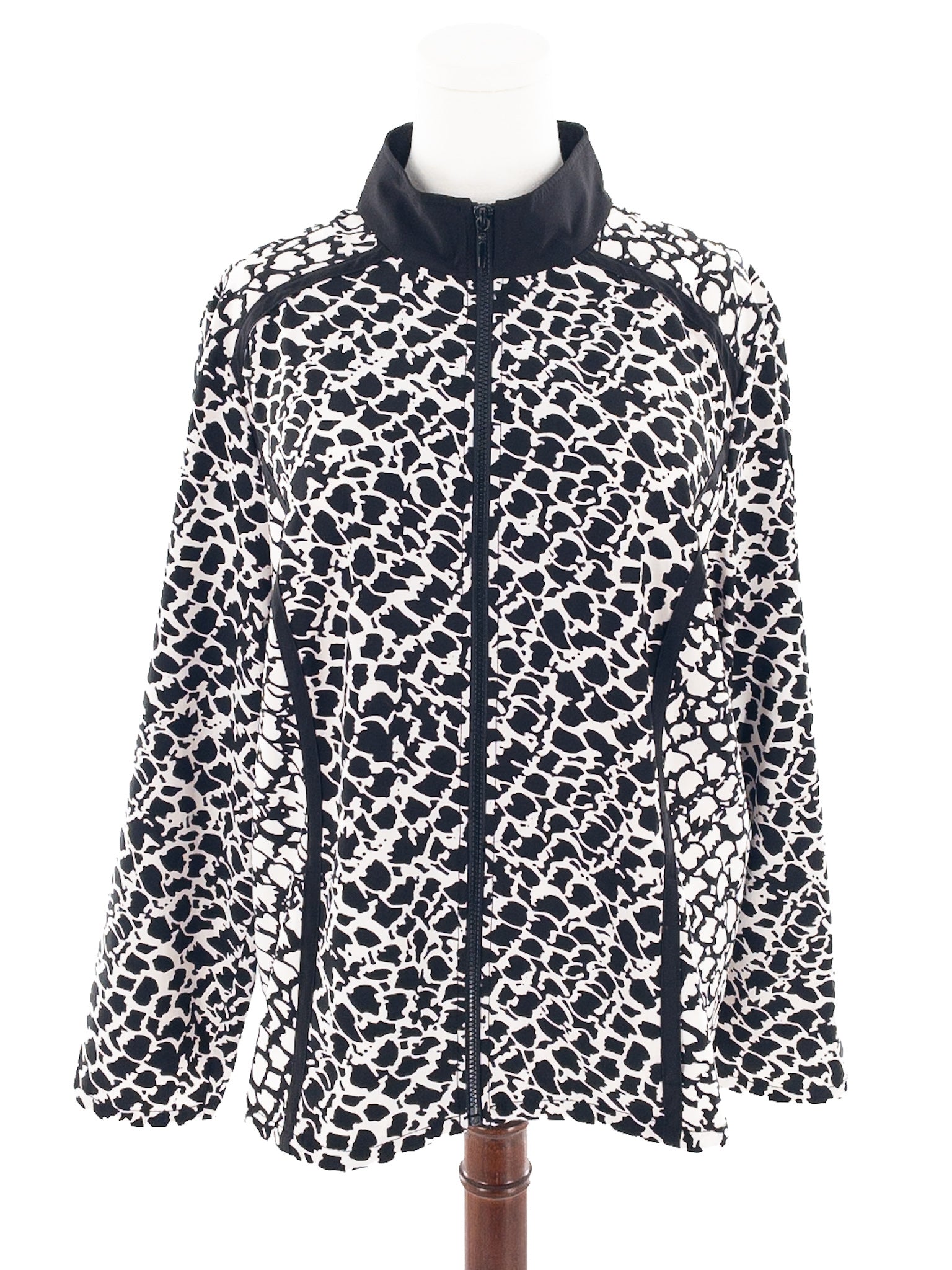 Chicos Black White Print Polyester Size XL Jacket