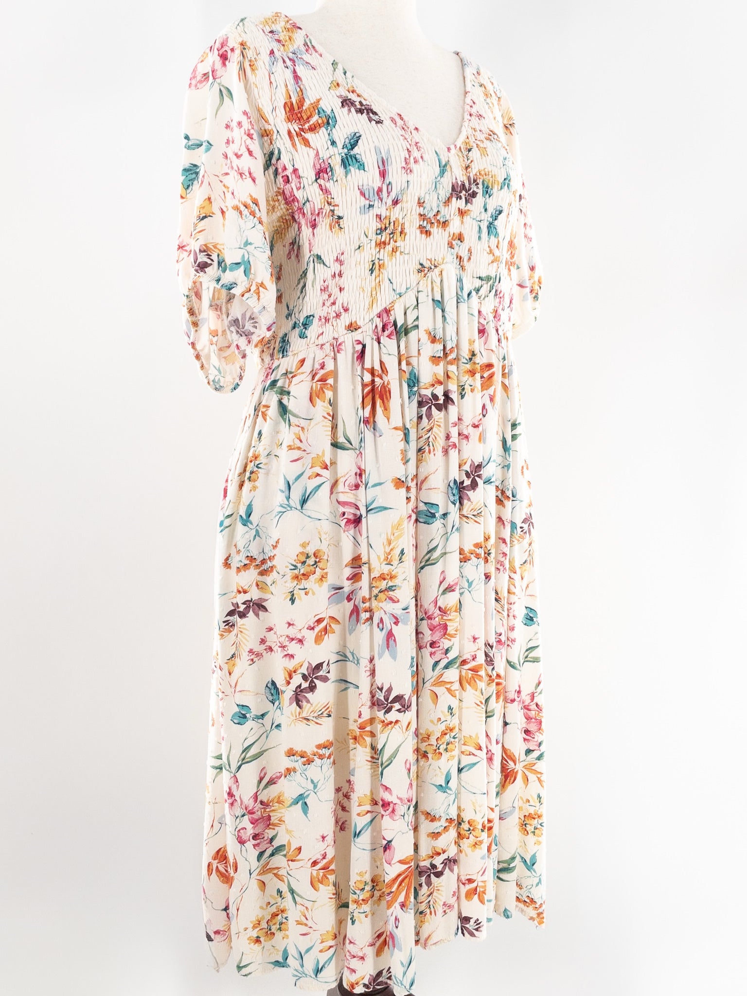 Torrid Ivory Multi Floral Jersey V Neck Size 3X Dress