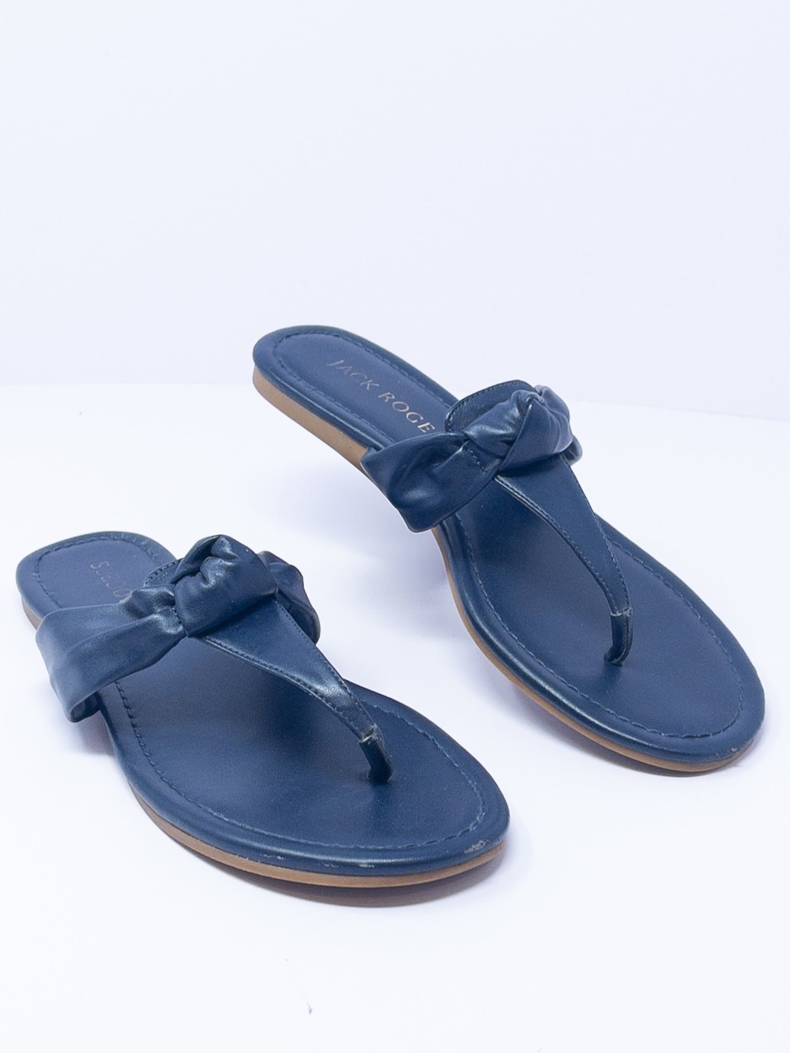 Jack Rogers Navy Thong Leather 8.5 Sandals