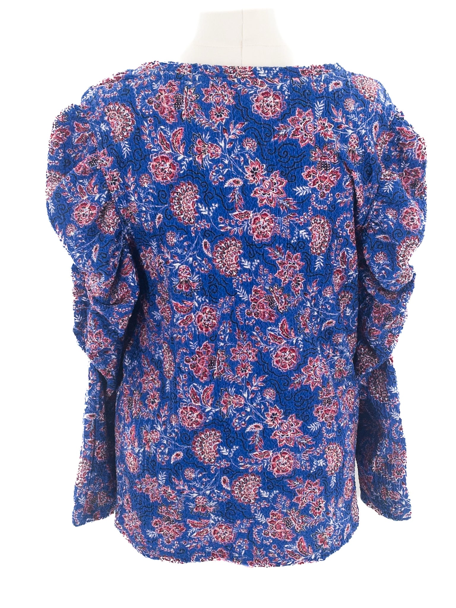Loft Blue Fuschia Floral Polyester Long Sleeve Size XLP T Shirt