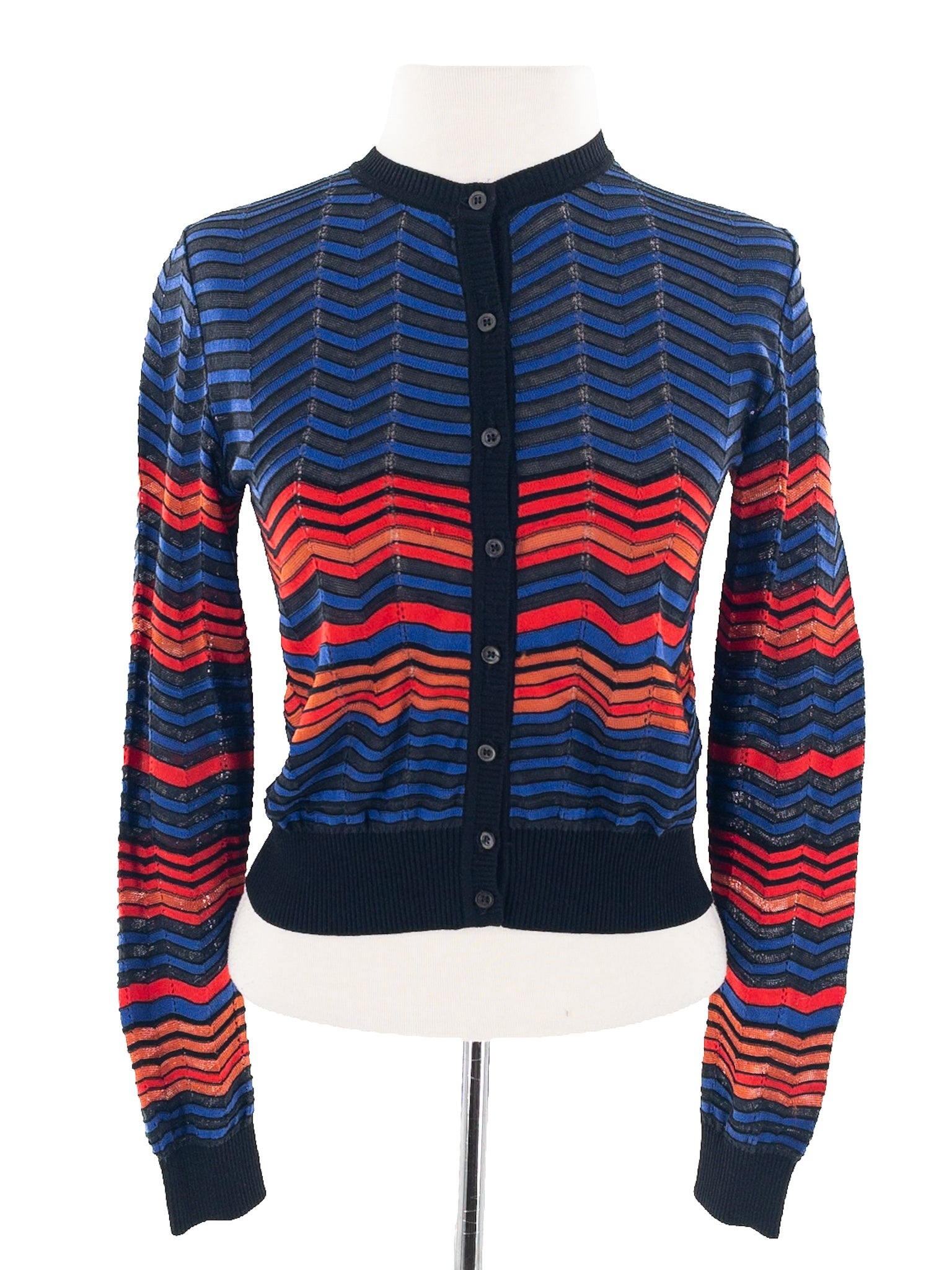 Missoni Blue Poppy Stripe Size XS Cardigan