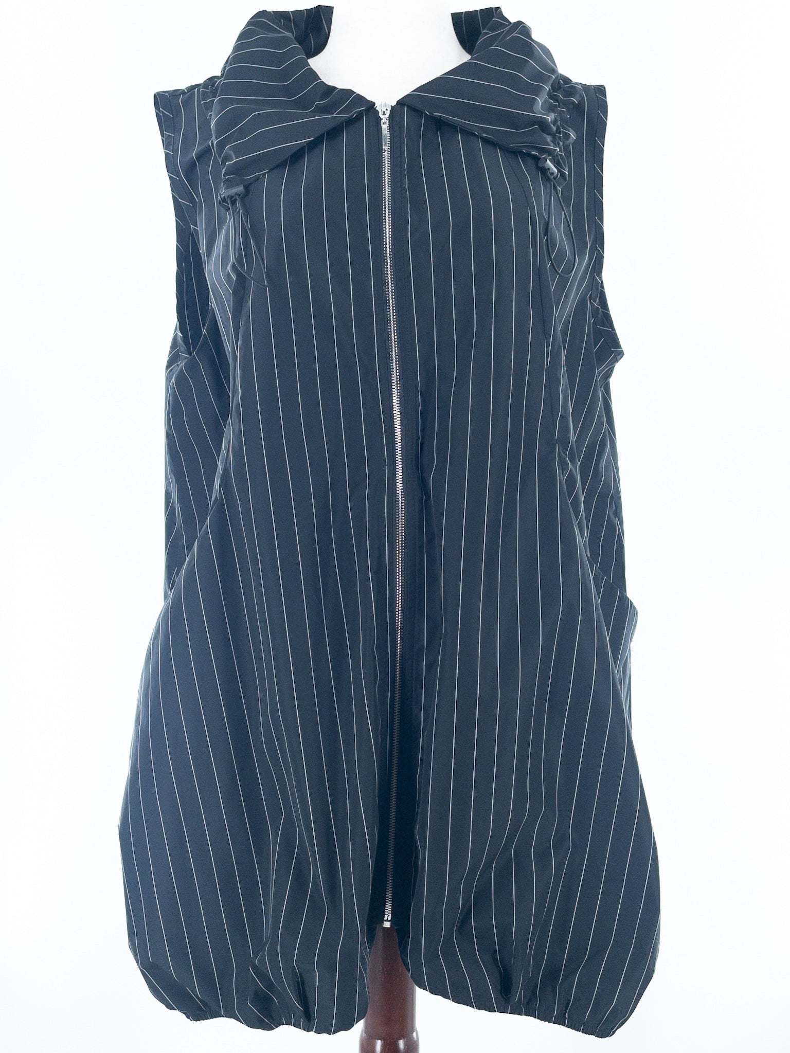 Sun Kim Black White Pinstripe Polyester Size 1X Vest